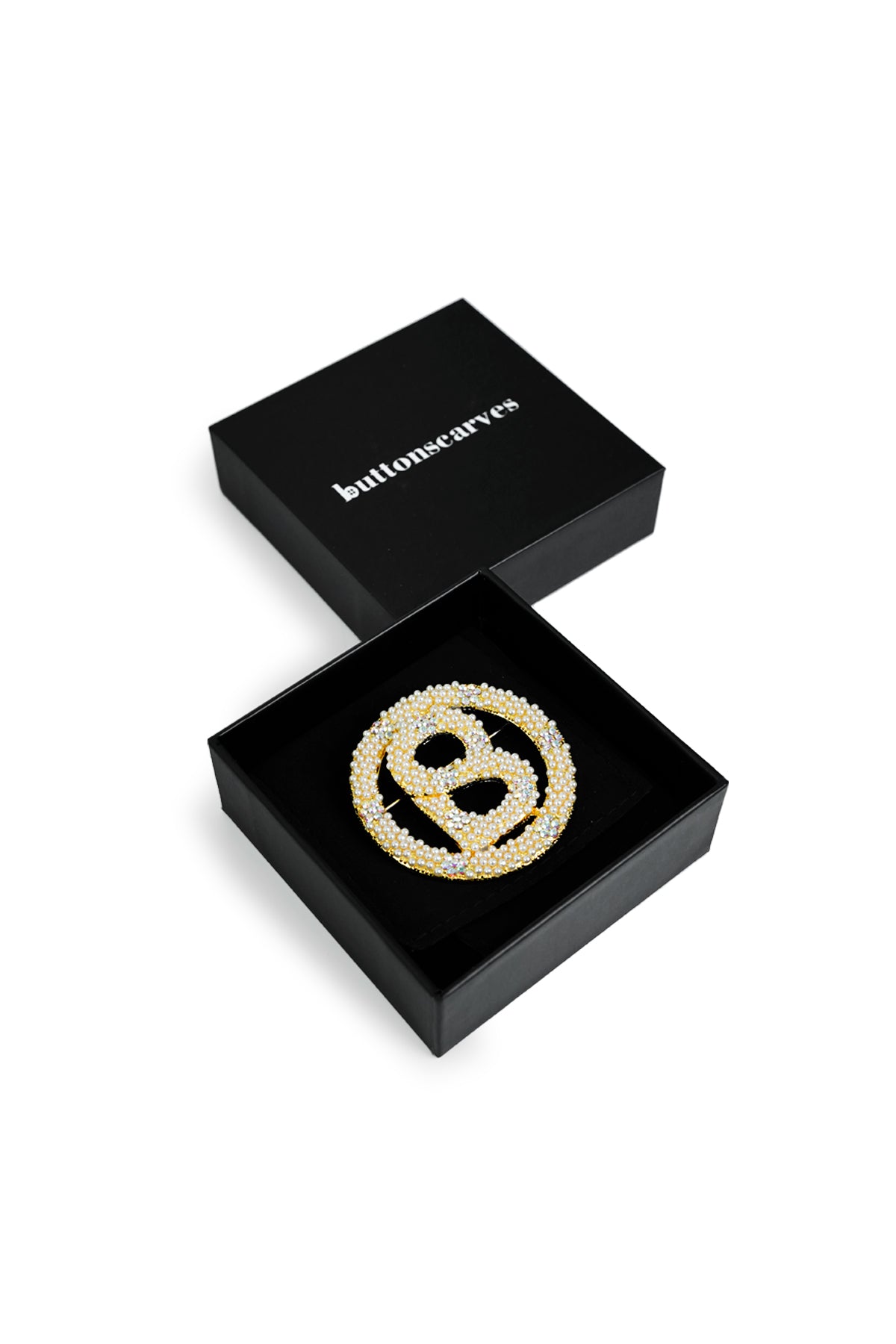 Luxe Big Round Pearl Brooch - White