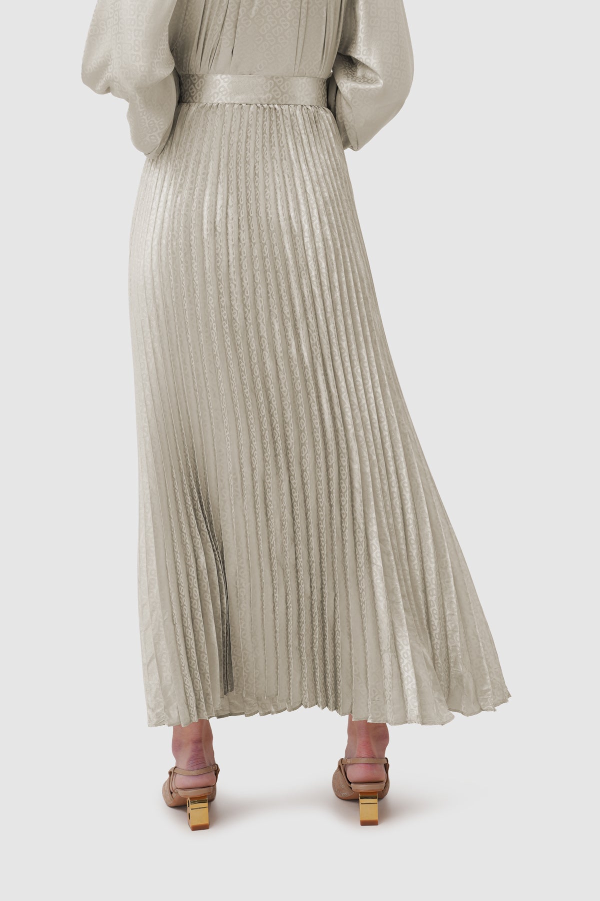 Elora Tapis Pleated Skirt - Wheat