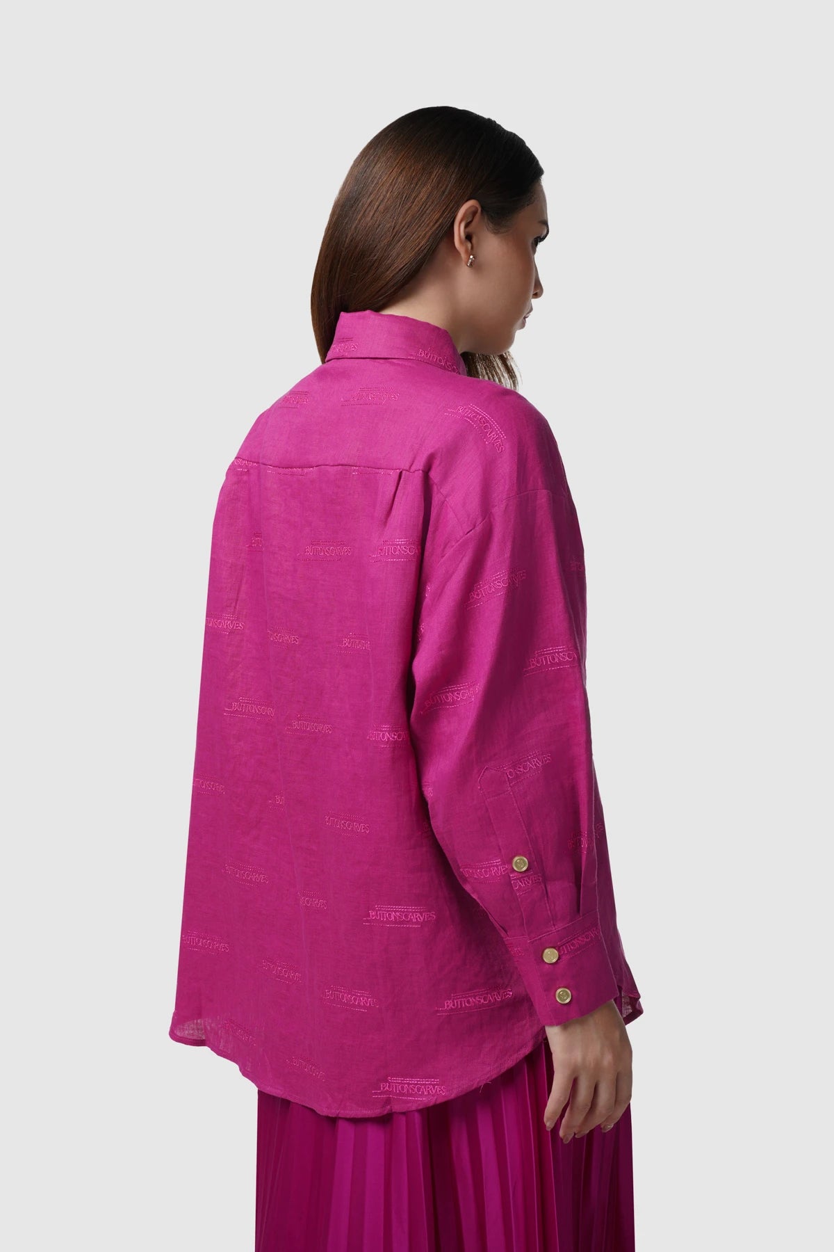 Tropical26 Linen Shirt - Fuschia