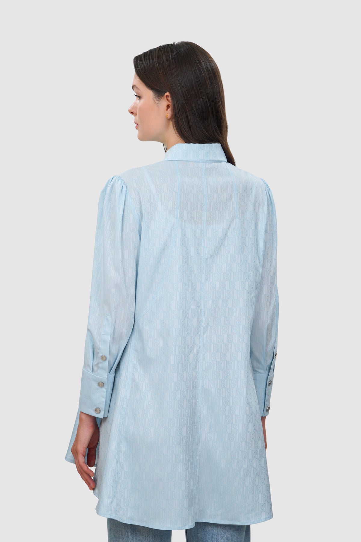 Leena Cotton Panelled Shirt - Blue