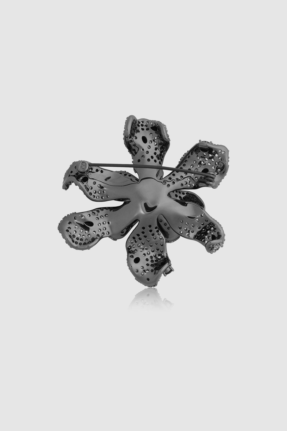 Crystal Orchid Brooch- Hematite