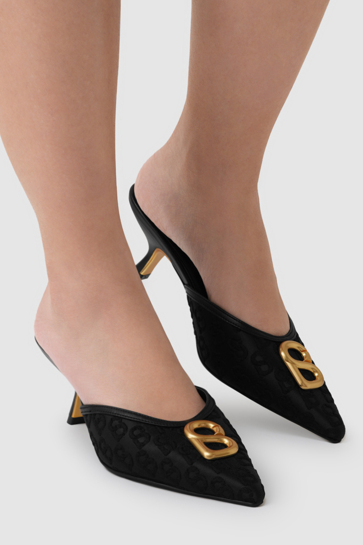 Signature Jacquard Mules - Black