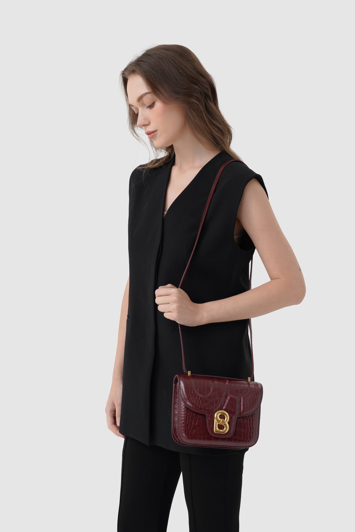 Alba Bag - Burgundy in Croco