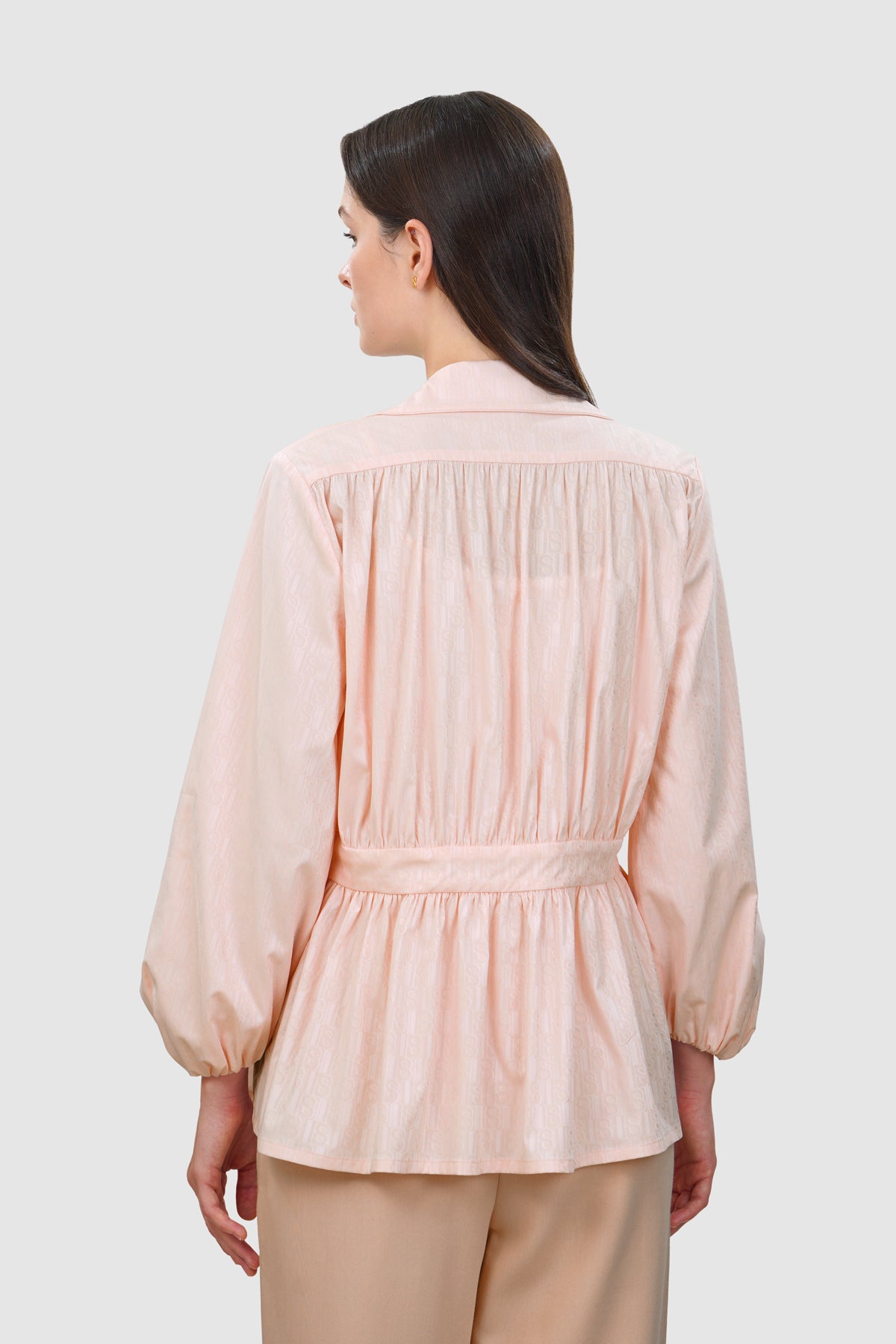 Leena Cotton Puff-Sleeve Shirt - Pink