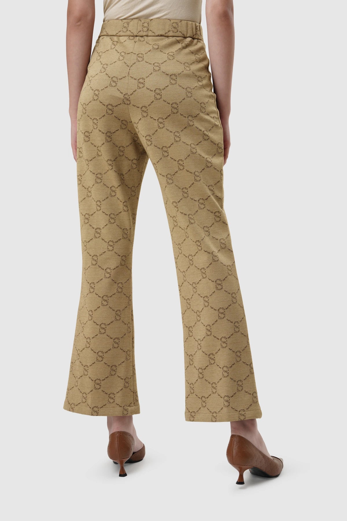 Beverly Monogram Bootcut Pants - Brown