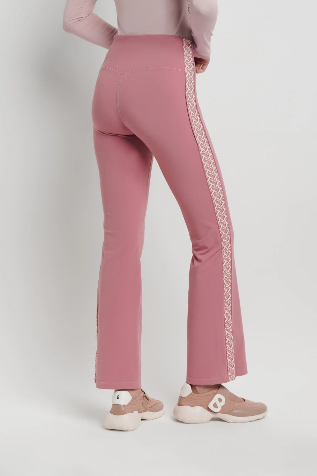 bimu high-waisted flare in mauvewood by buttonscarves back view