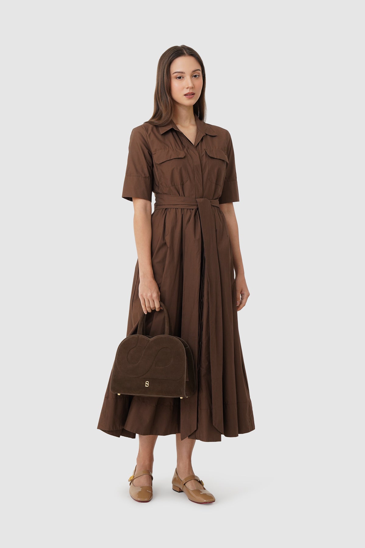 Joy Bag Medium - Suede Leather - Dark Brown