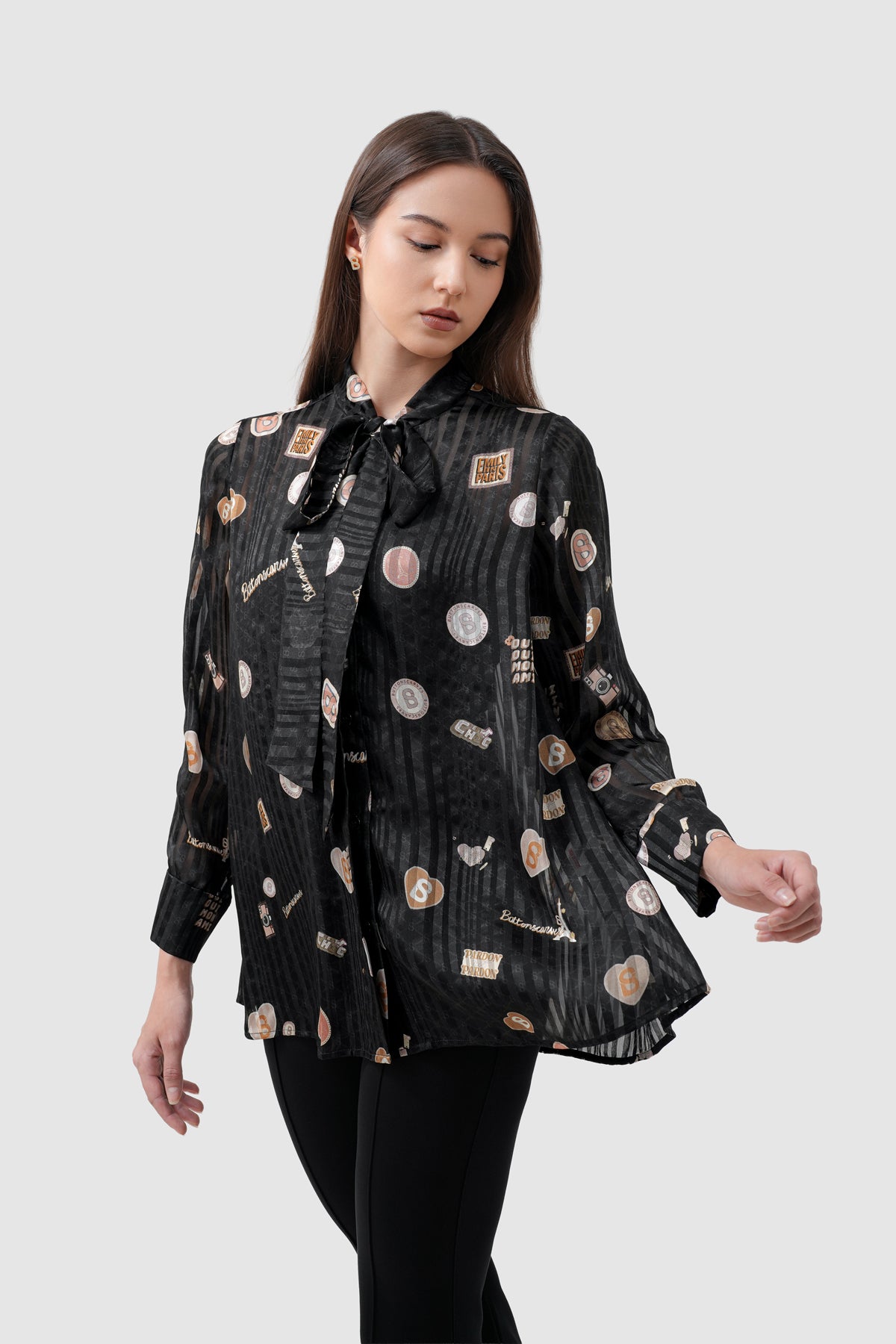 Parisian Bow Tie Shirt - Black