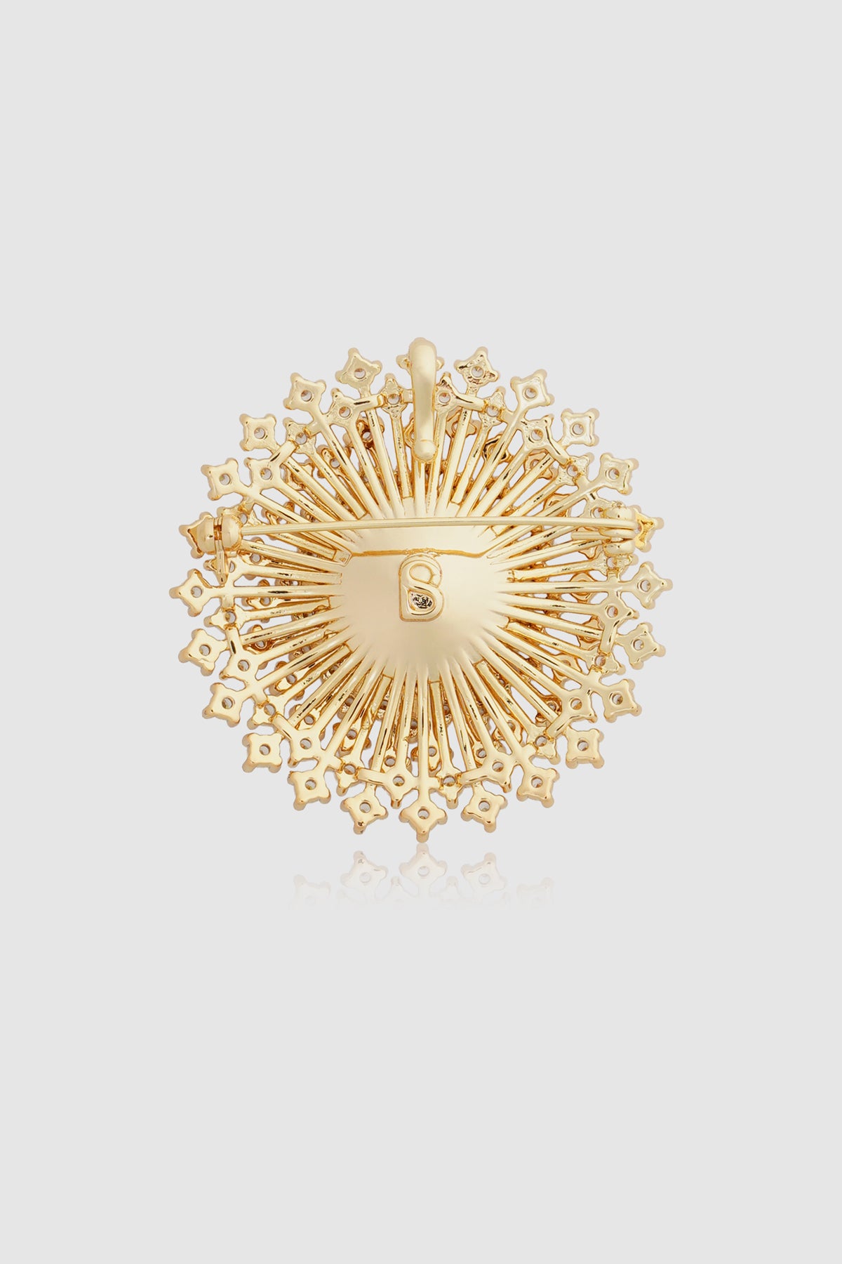 noura brooch in gold by buttonscarves back view