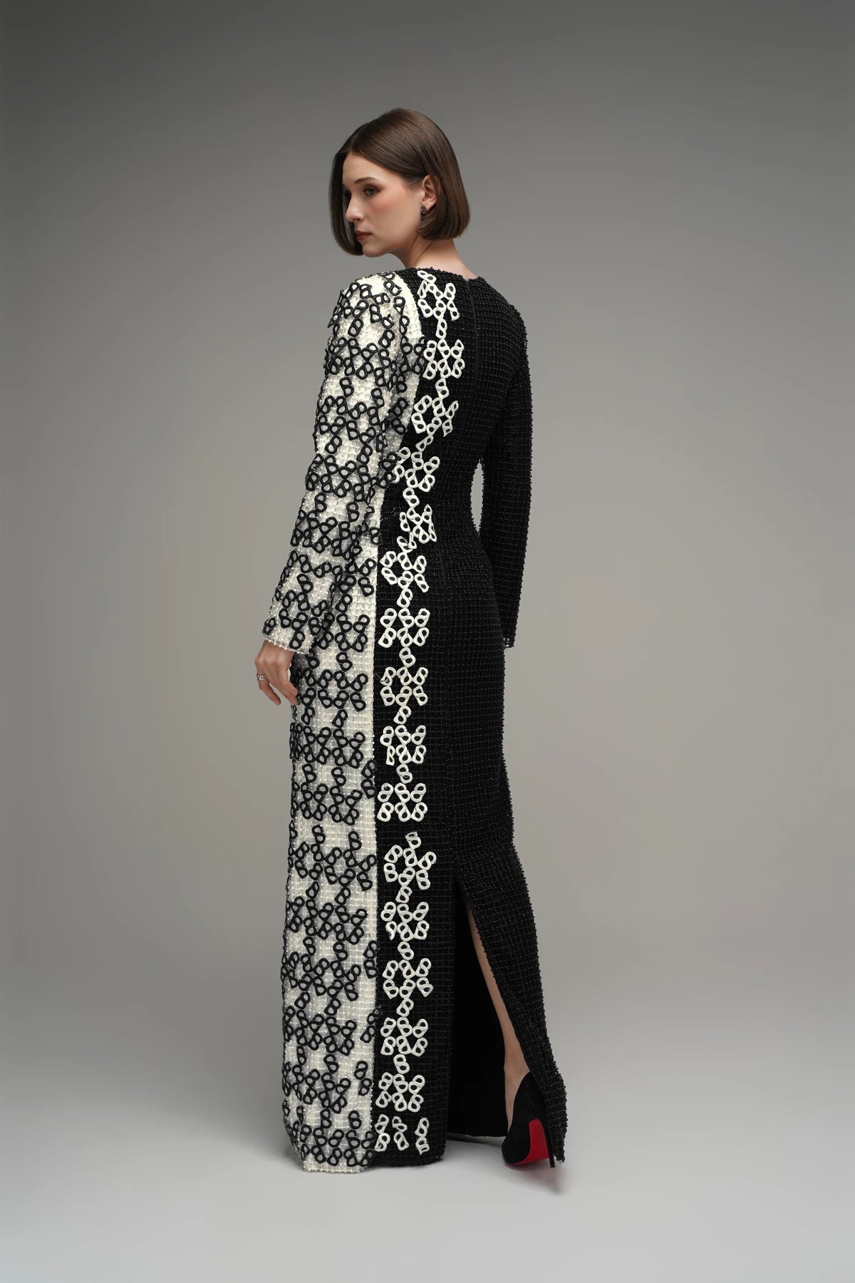 Monogram Embroidery Dress - Black