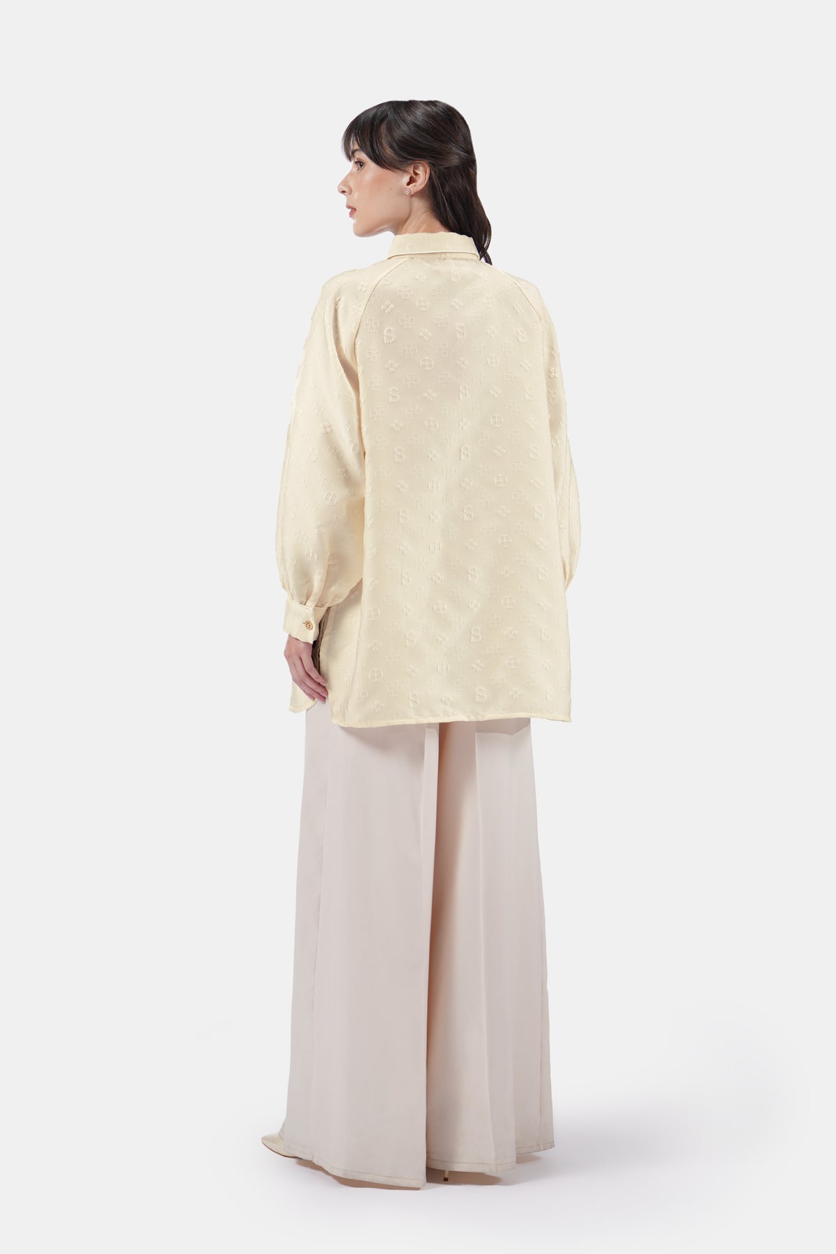 Cassey Monogram Shirt - Ivory