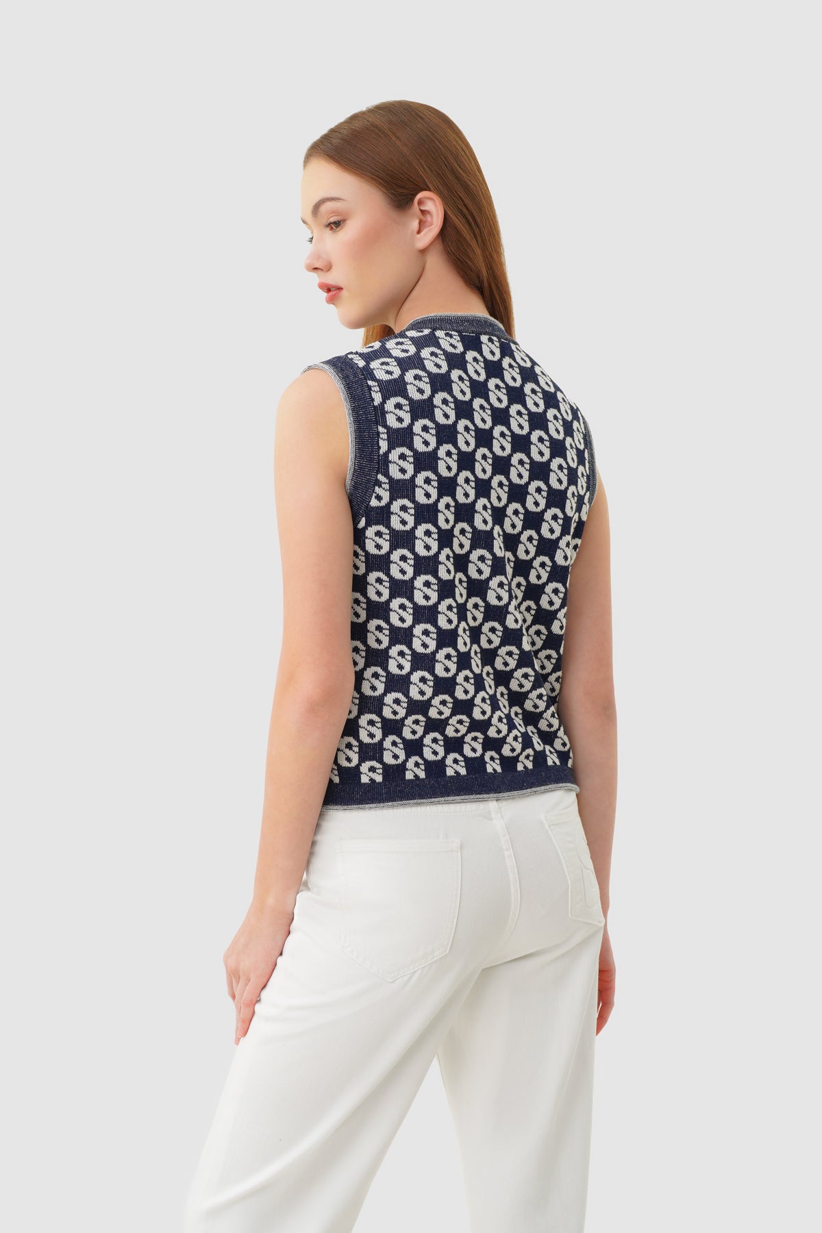 Monogram Vest - Navy