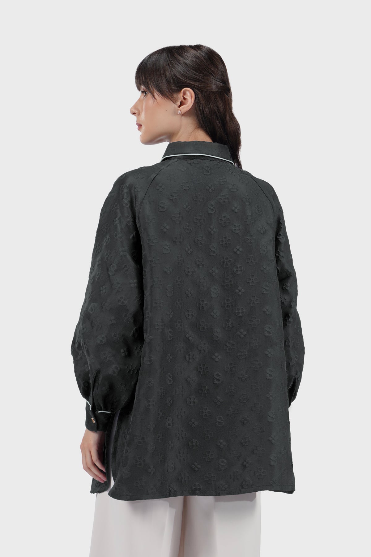 Cassey Monogram Shirt - Black