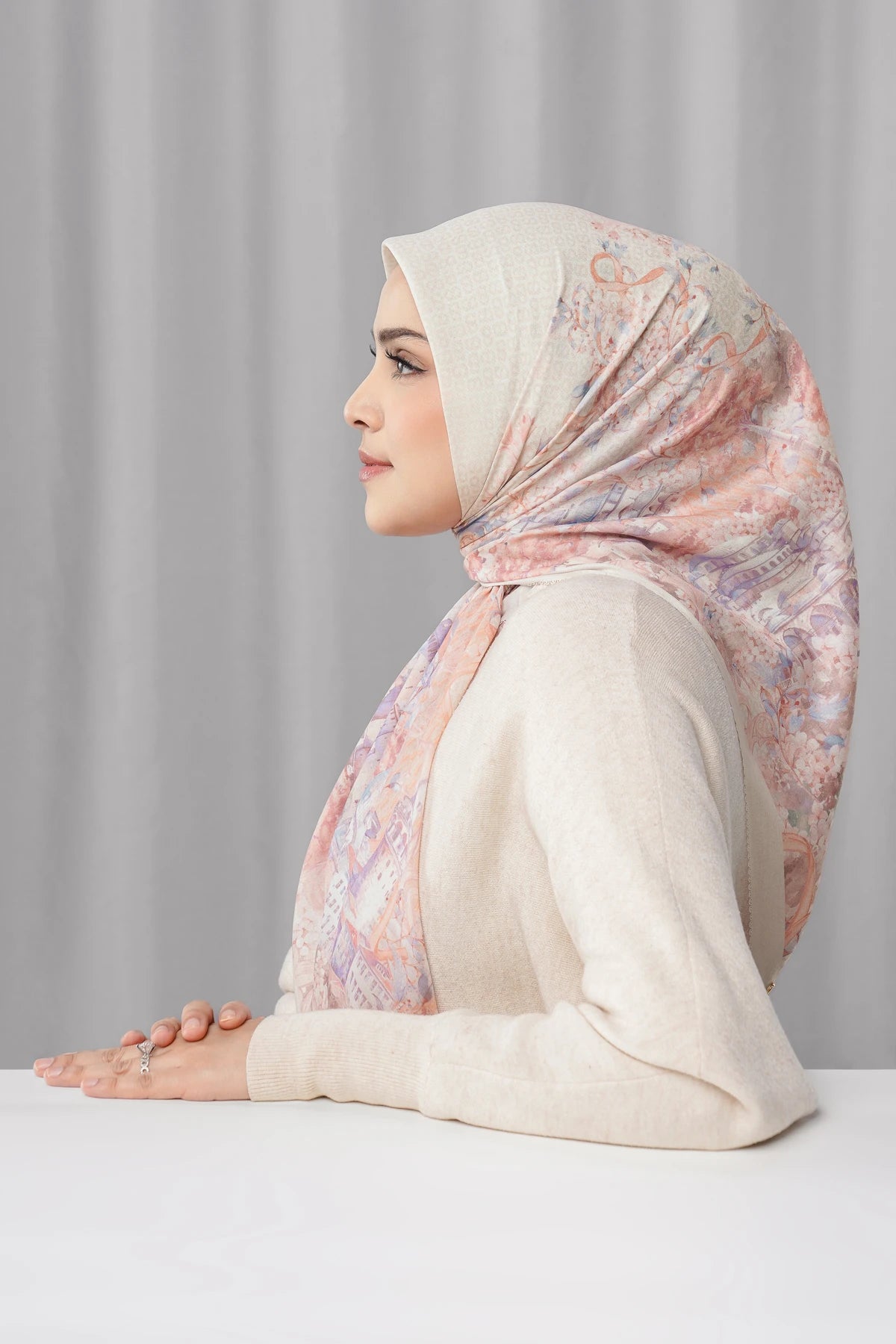 istanbul printed square scarf in palace by buttonscarves side view