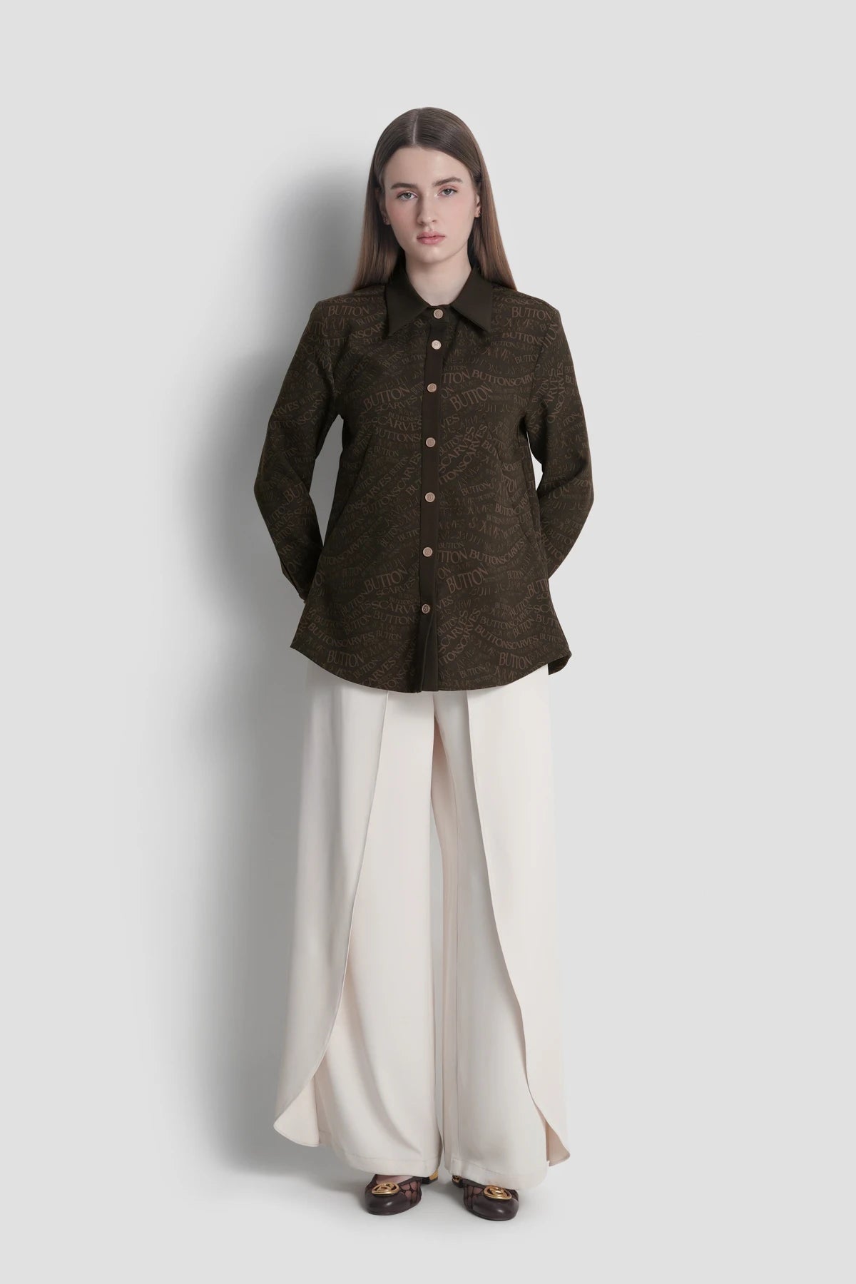 Waves Monogram Basic Shirt - Brown