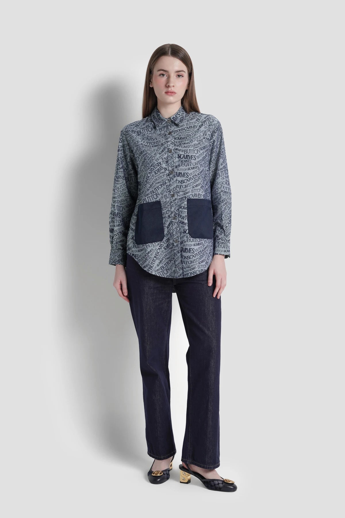 Waves Monogram Pocket Shirt - Grey