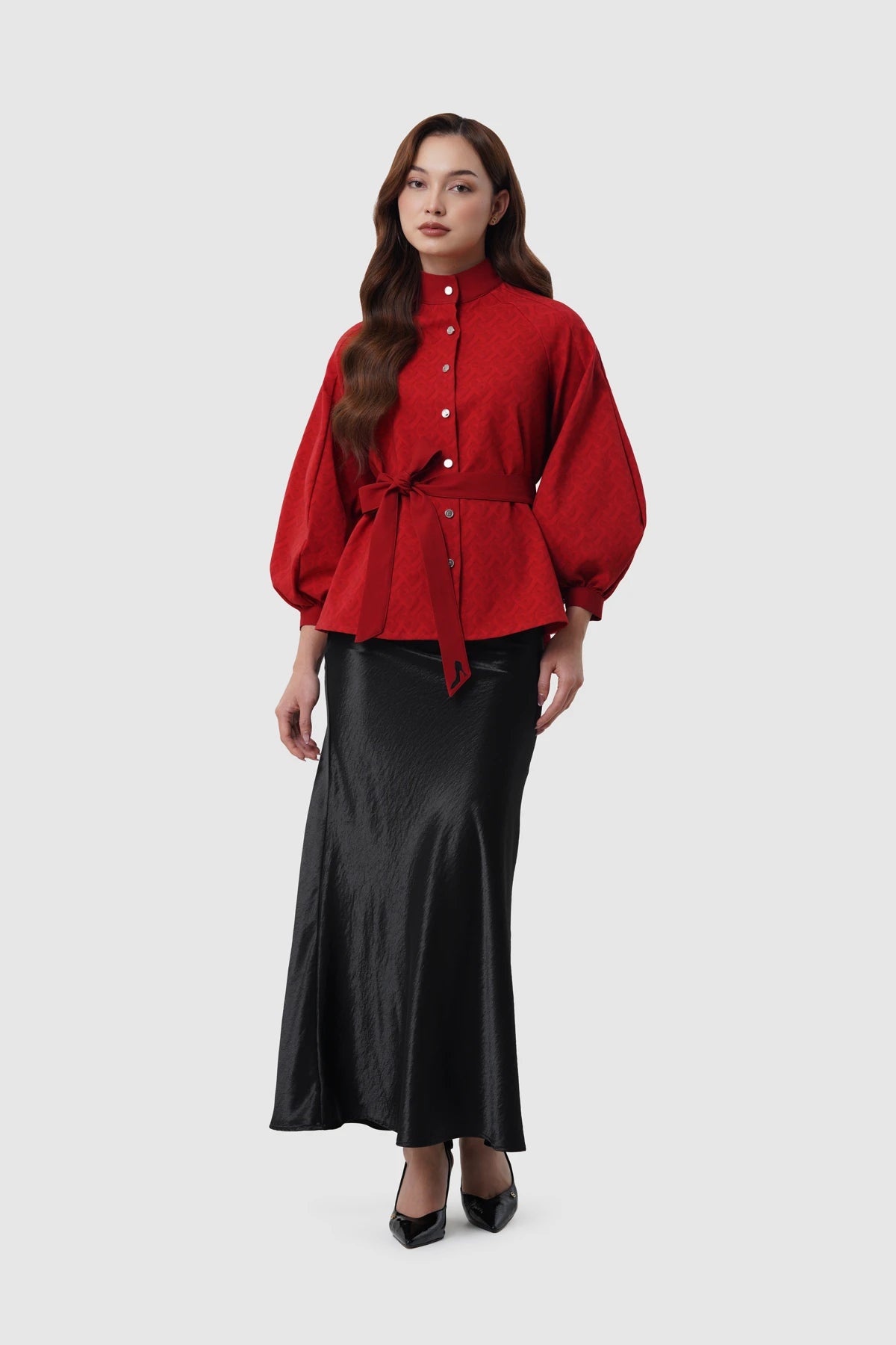 The Editor Puff Shirt - Red