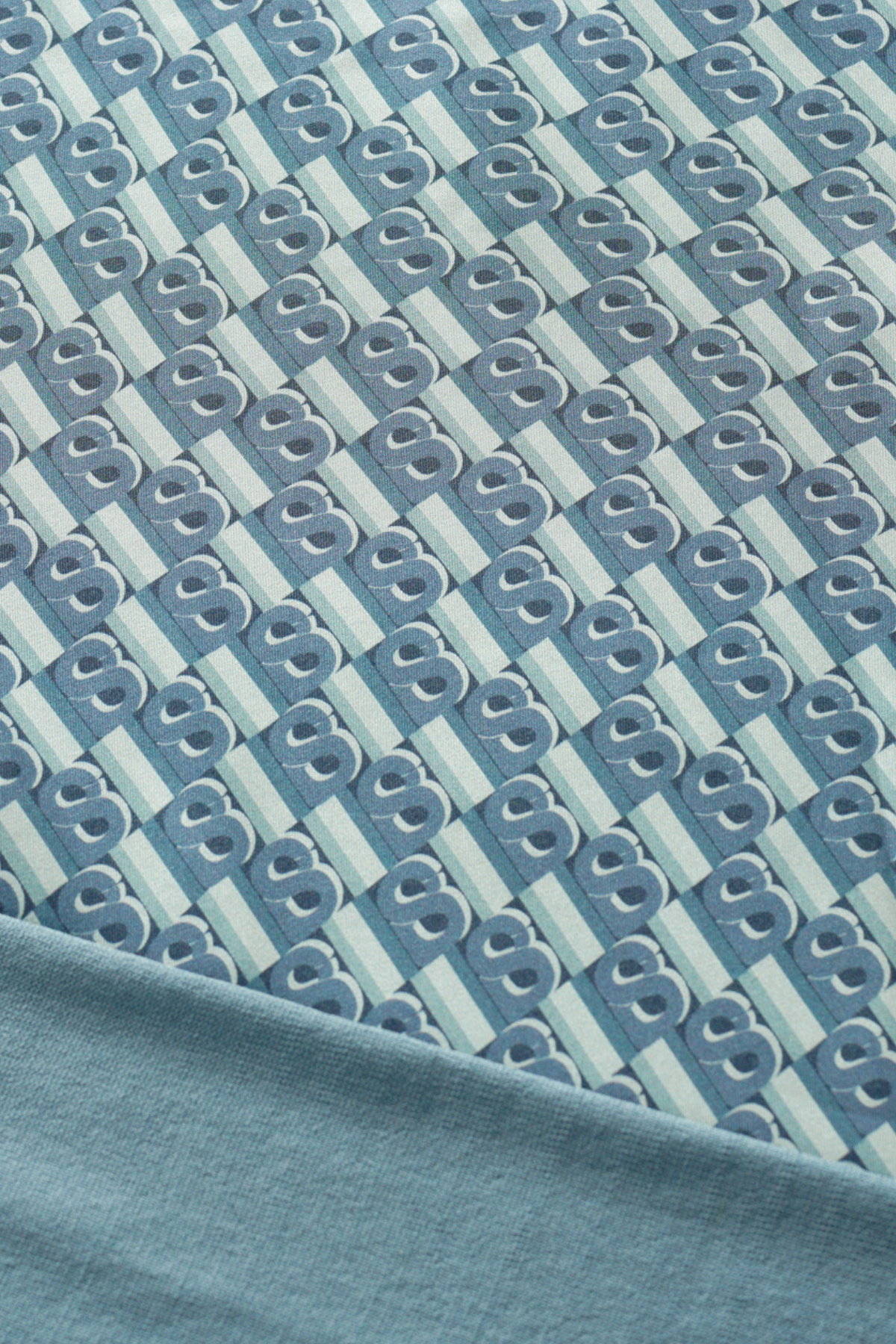 leena monogram sweatshirt in blue by buttonscarves pattern detail