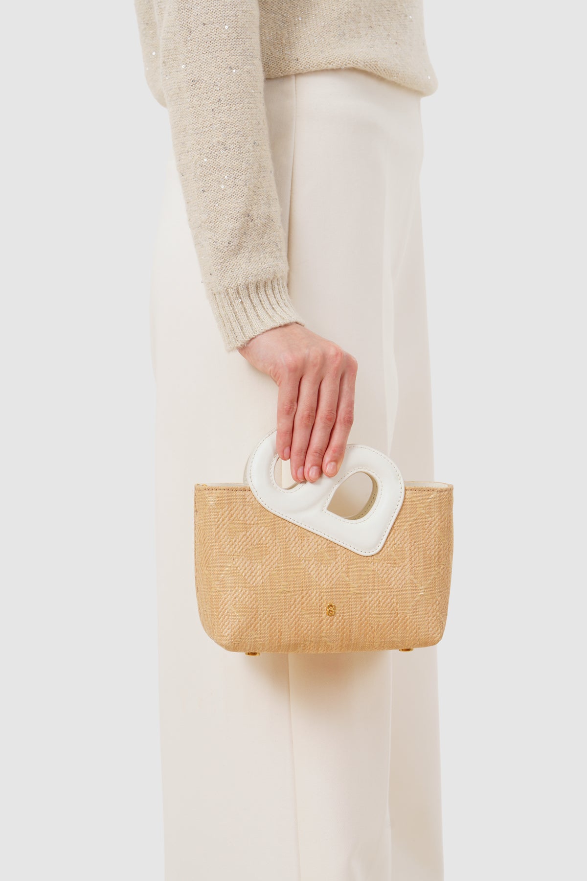 Nina Wicker Straw Bag - White
