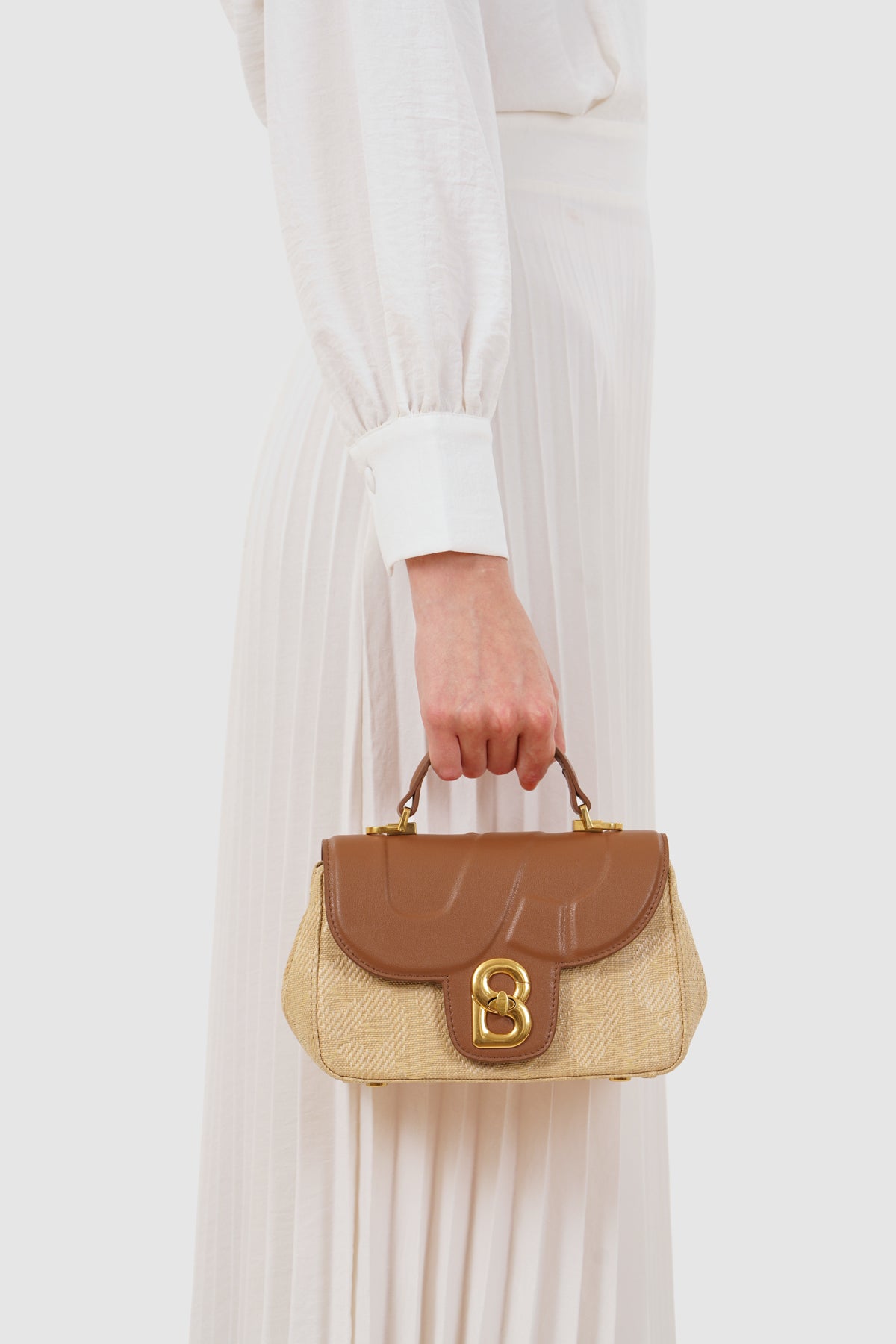 Alma Wicker Straw Bag Small - Brown