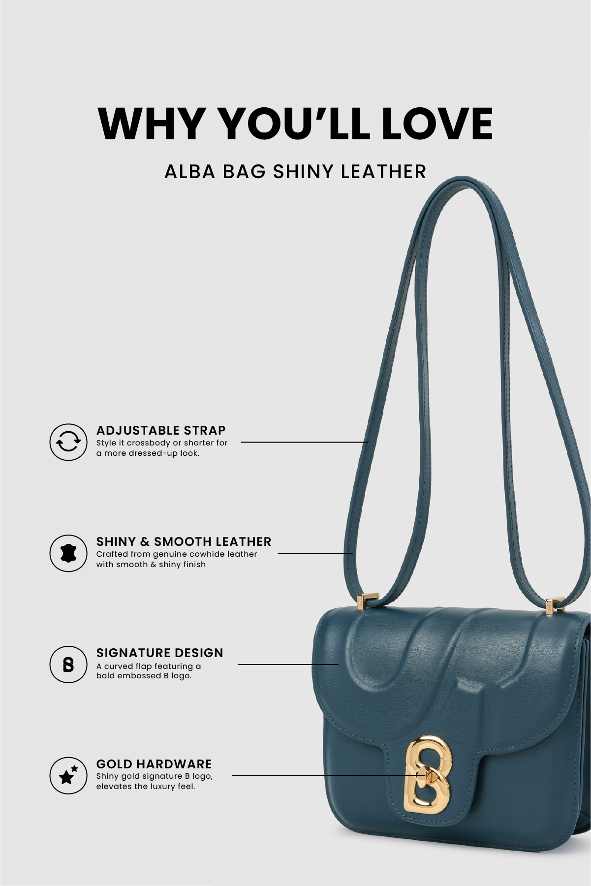 Alba Bag - Shiny Leather - Electric