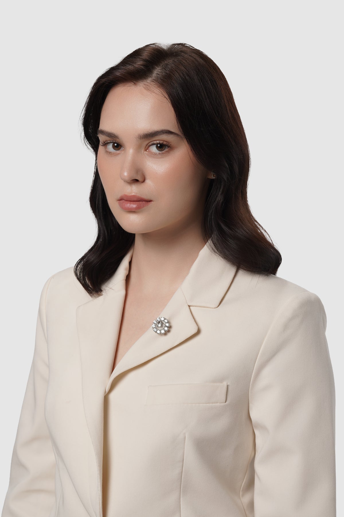 Amara Crystal Pin Brooch - Silver