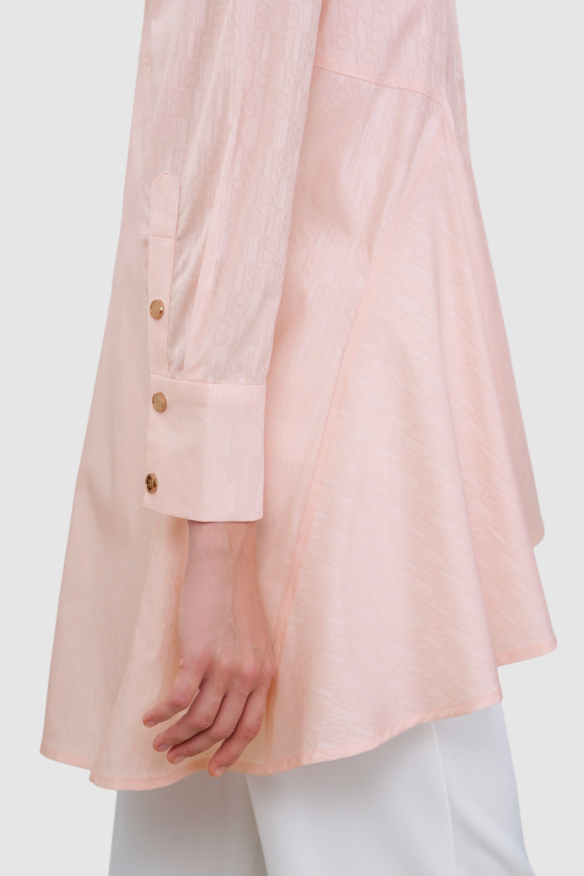 Leena Cotton Panelled Shirt - Pink