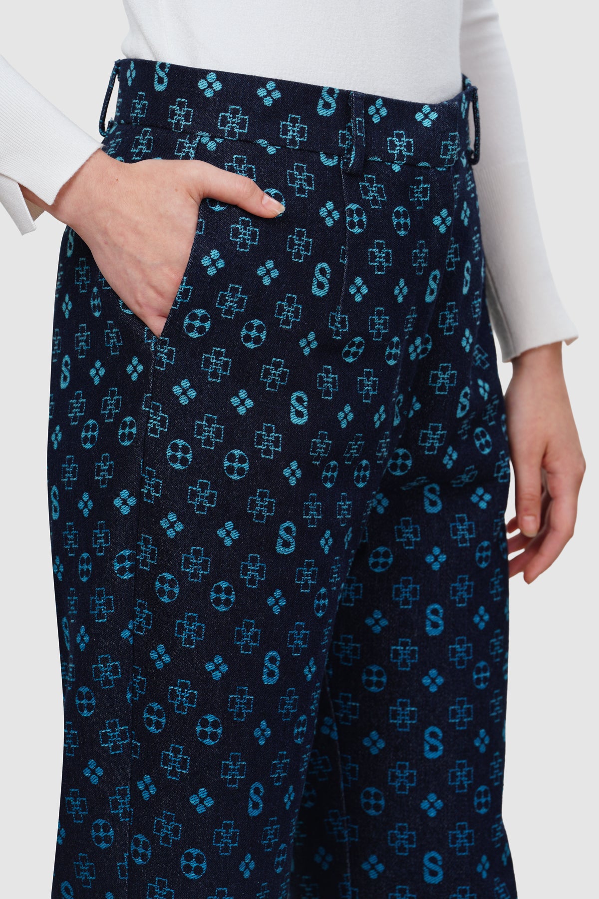 Monogram Denim Pants - Blue