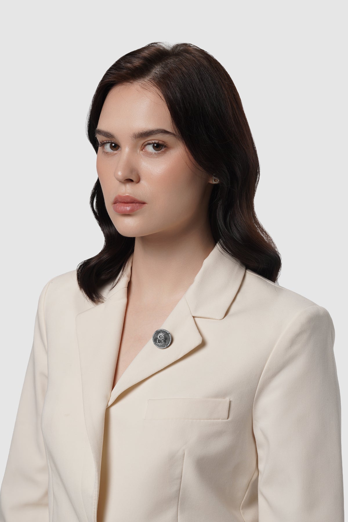 Liora Pin Brooch - Hematite Clear