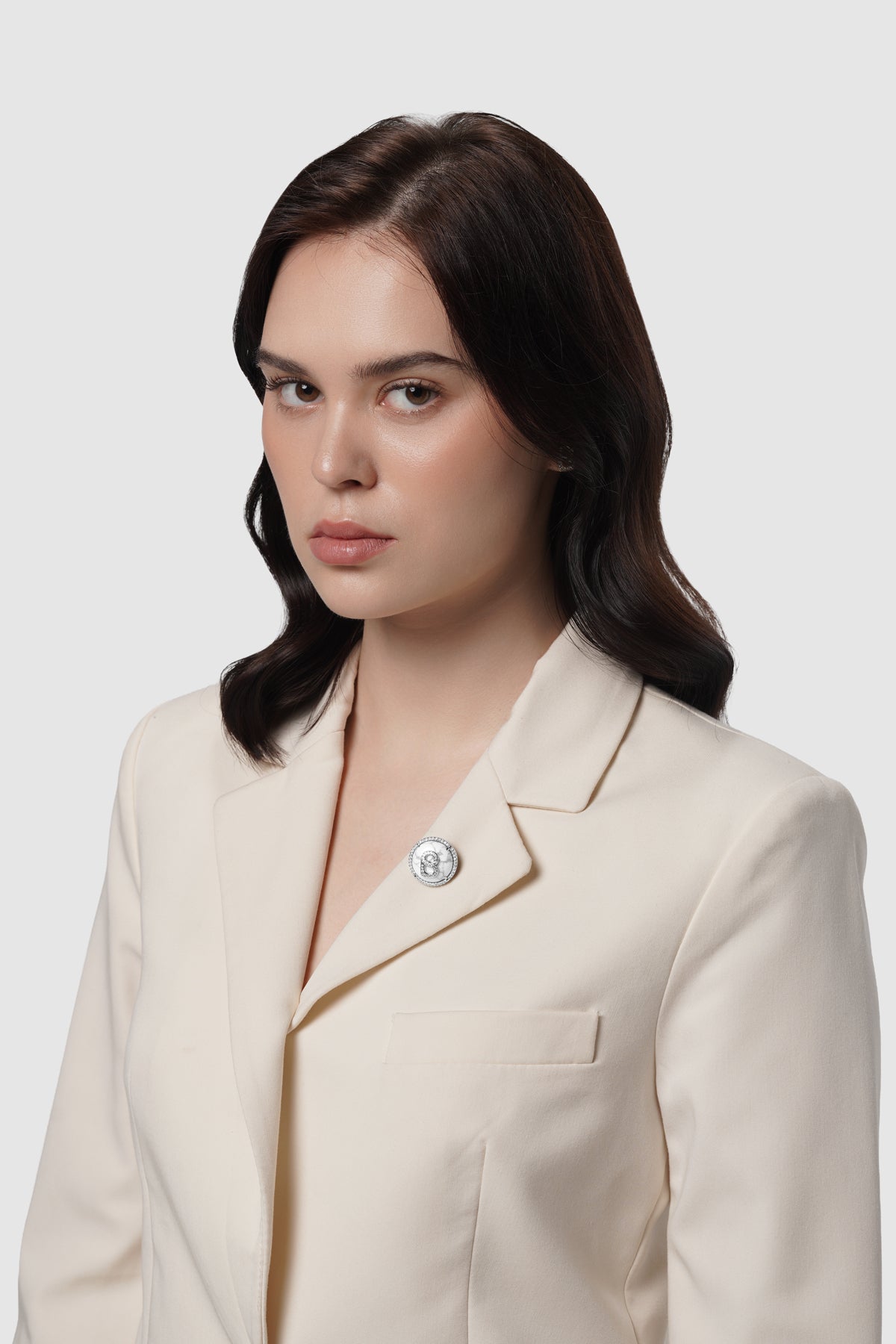 Liora Pin Brooch - White Marble