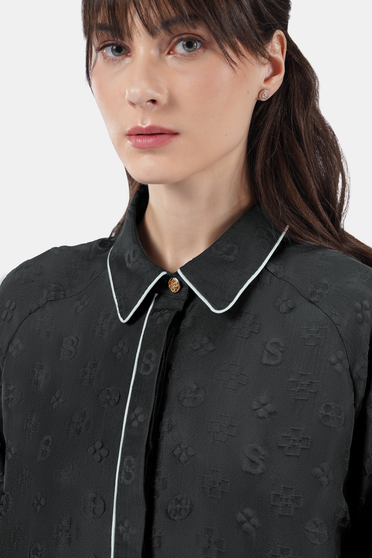 Cassey Monogram Shirt - Black