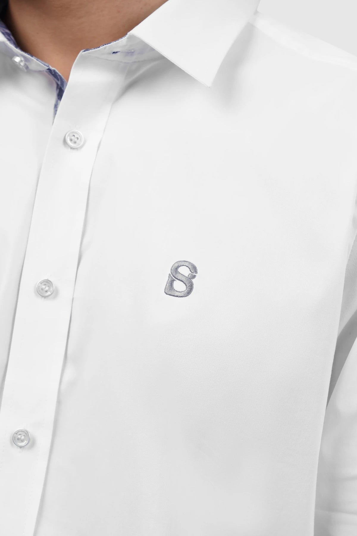 Signature Men Poplin Shirt Long Sleeve - White