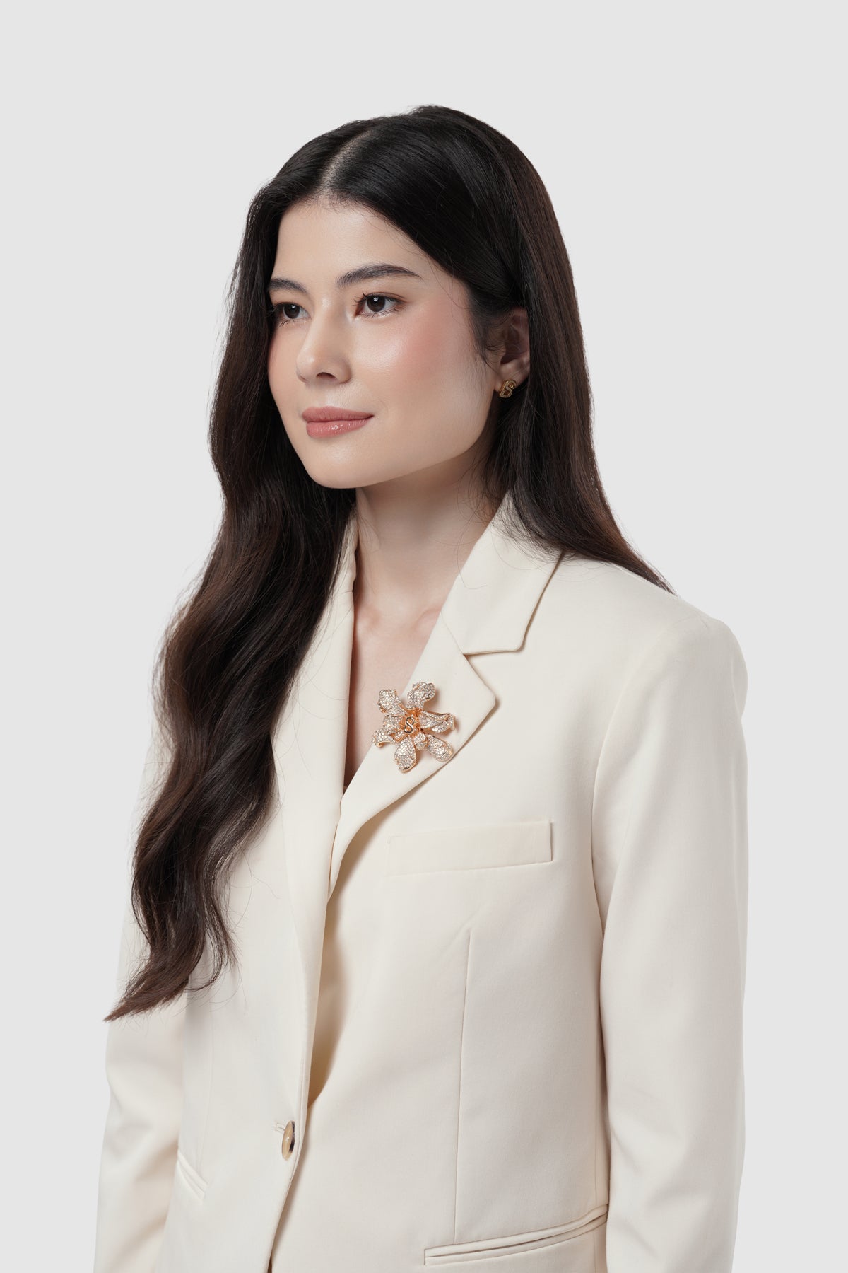 Crystal Orchid Brooch - Rose Gold