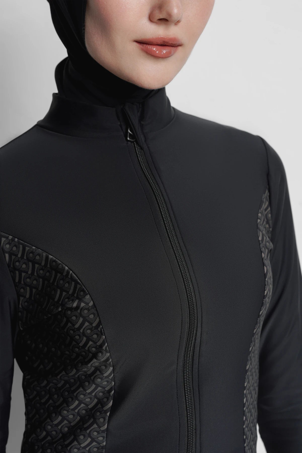 myra signature swimsuit in black by buttonscarves top detail