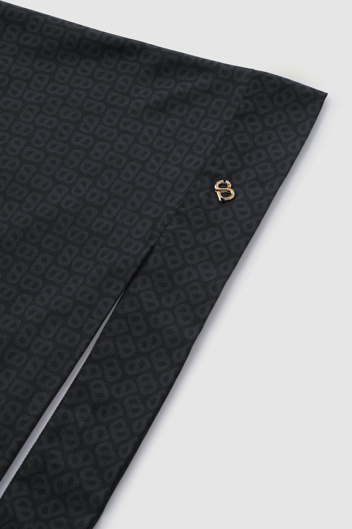 tapis tie back square scarf in caviar by buttonscarves detail view