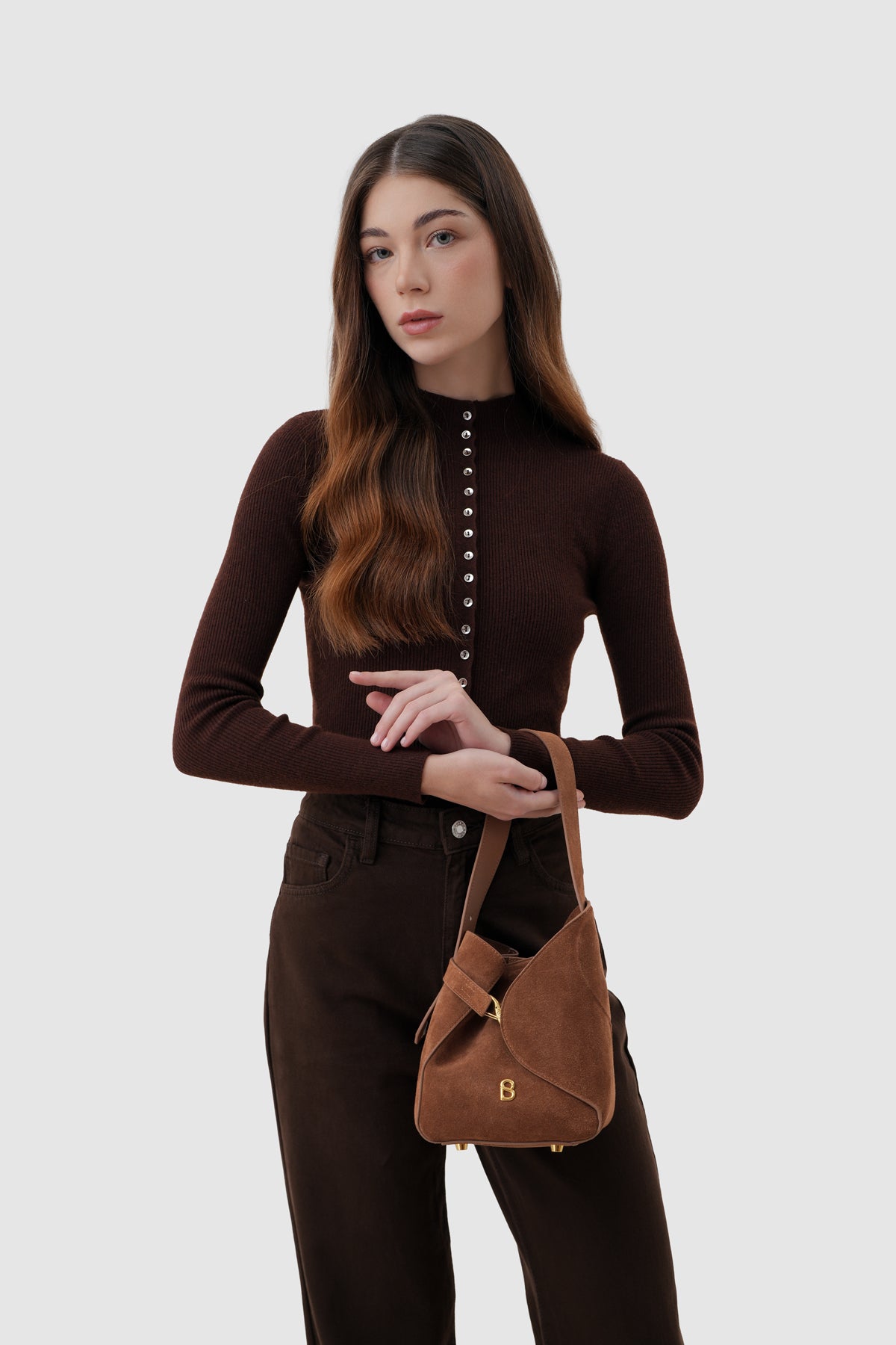 Britney Bag Small - Suede Leather - Caramel