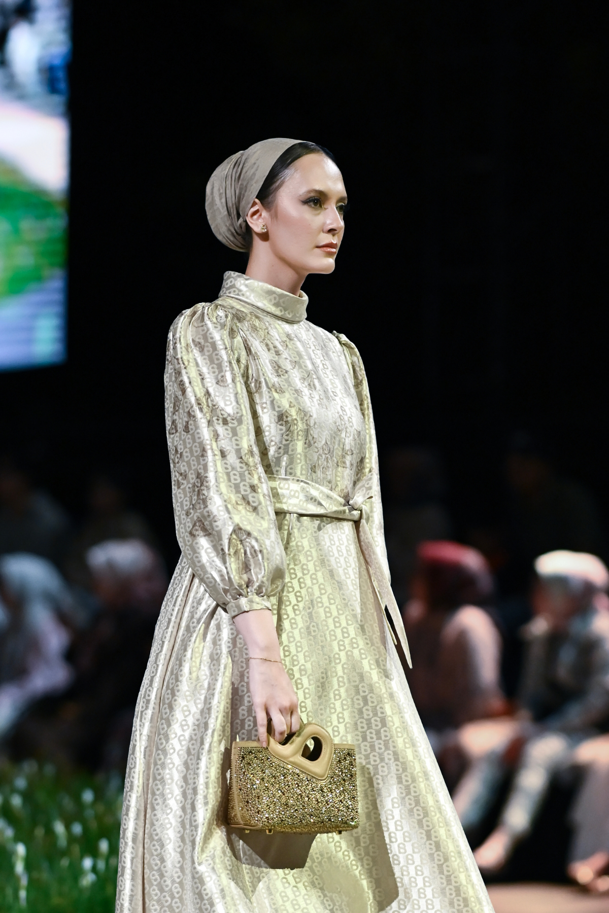 Signature Jacquard Printed Dress - Beige