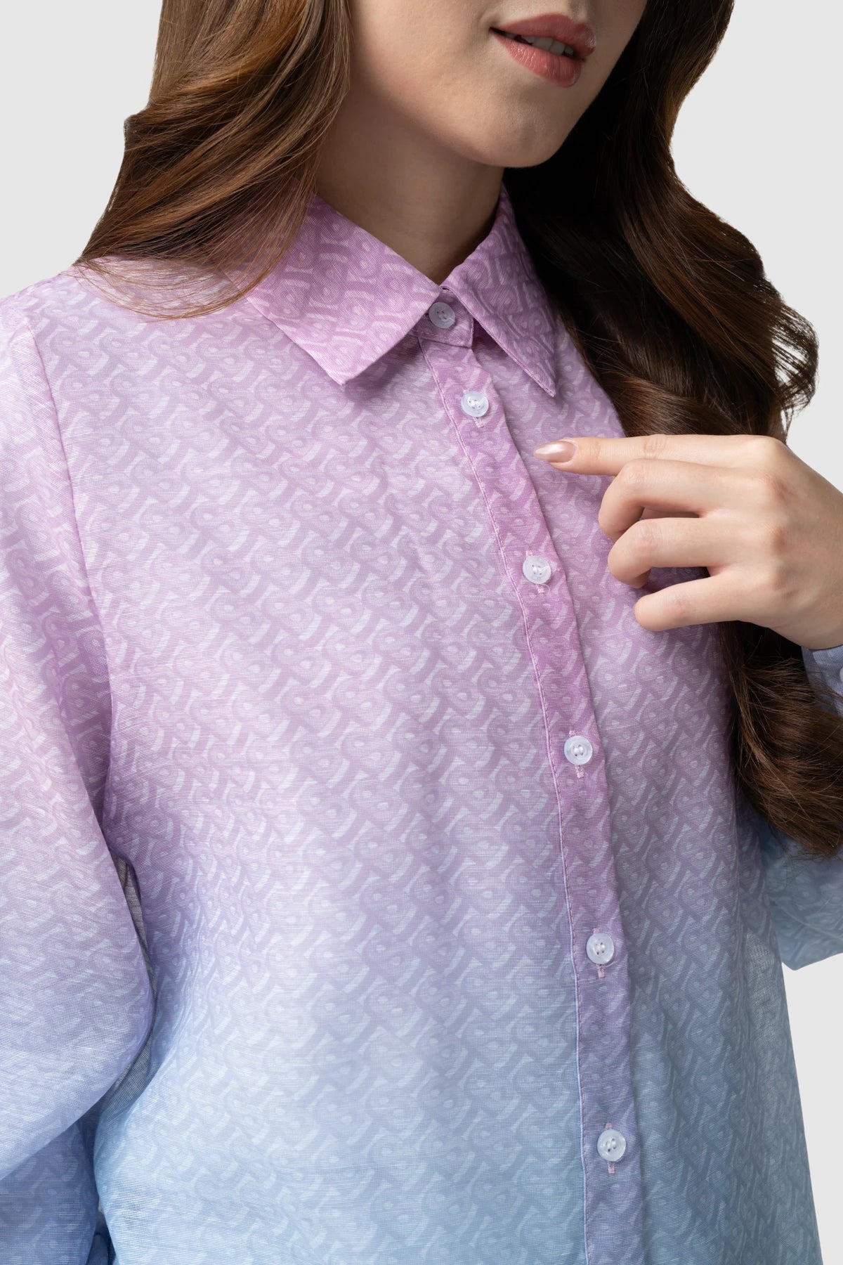 Tropical26 Crop Shirt - Pink/Blue