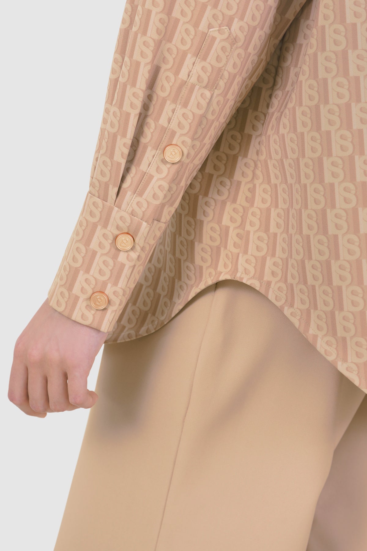 Leena Monogram Pocket Shirt - Mocha