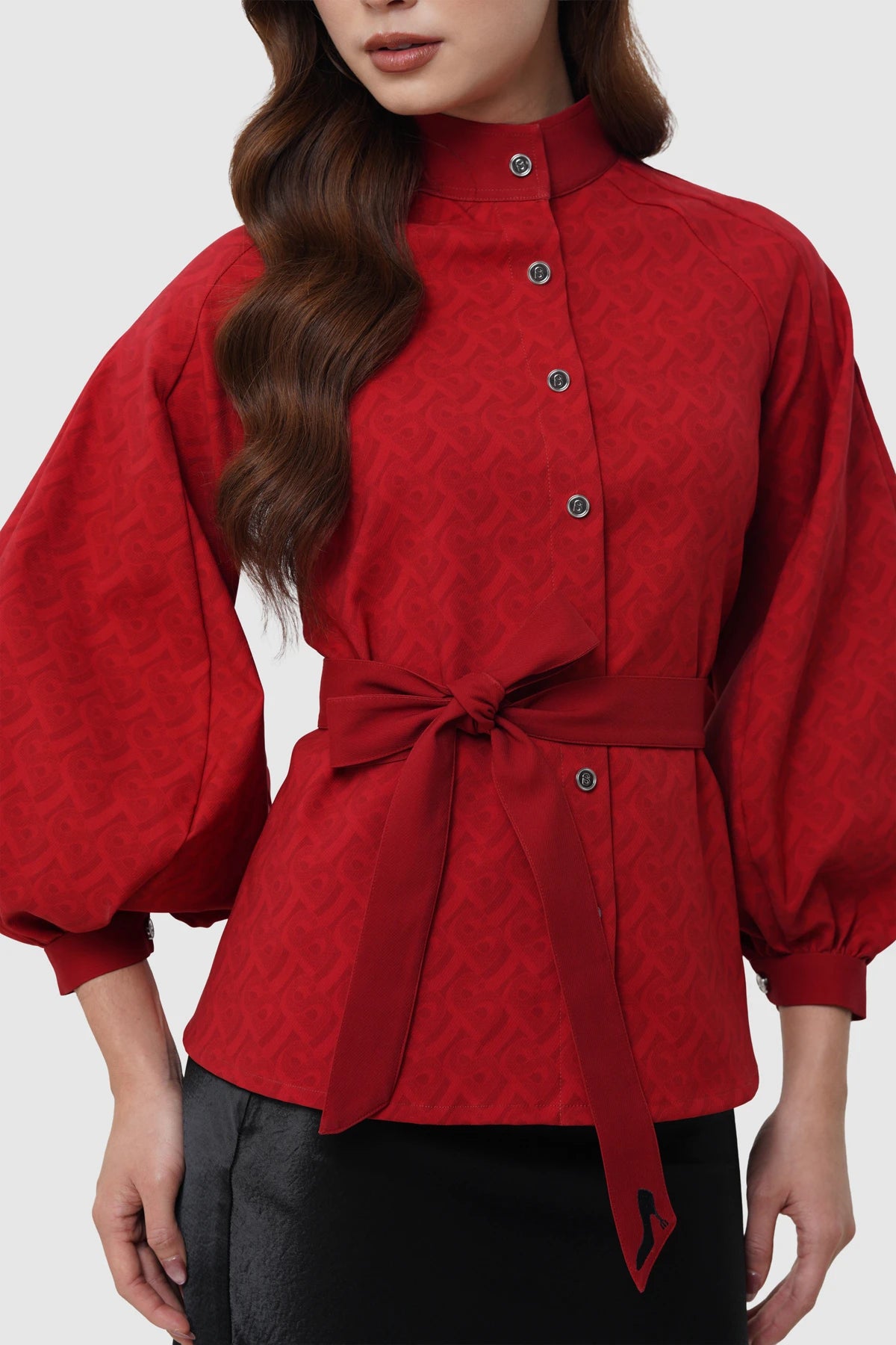The Editor Puff Shirt - Red