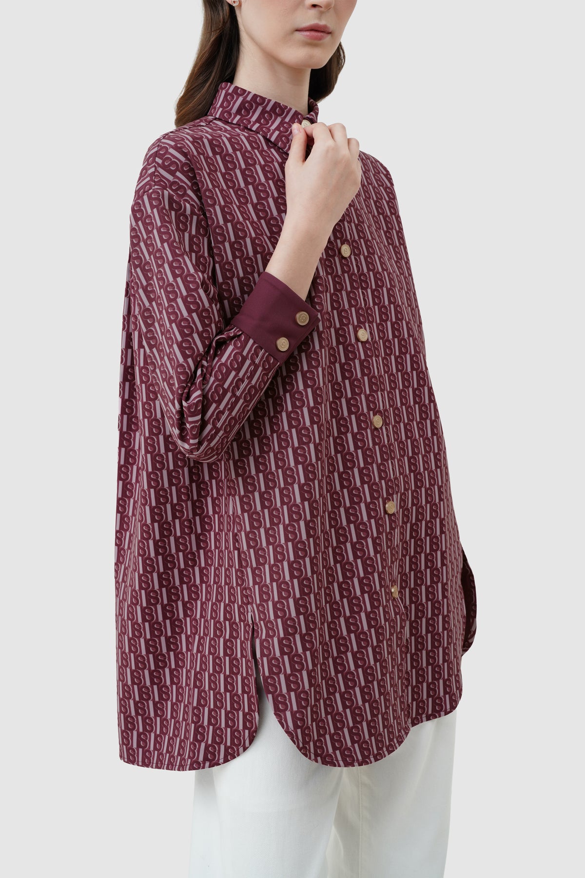 Leena Monogram Tunic - Raspberry