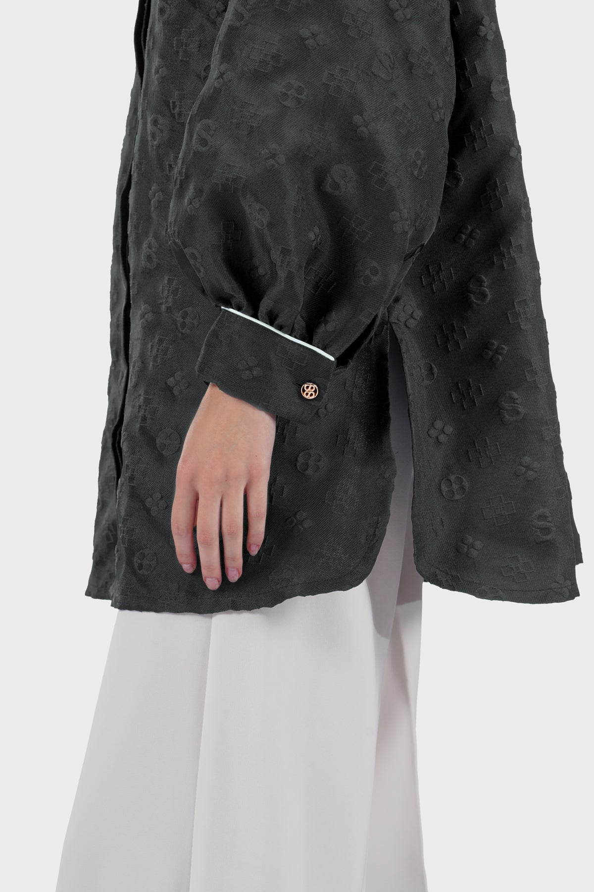 Cassey Monogram Shirt - Black