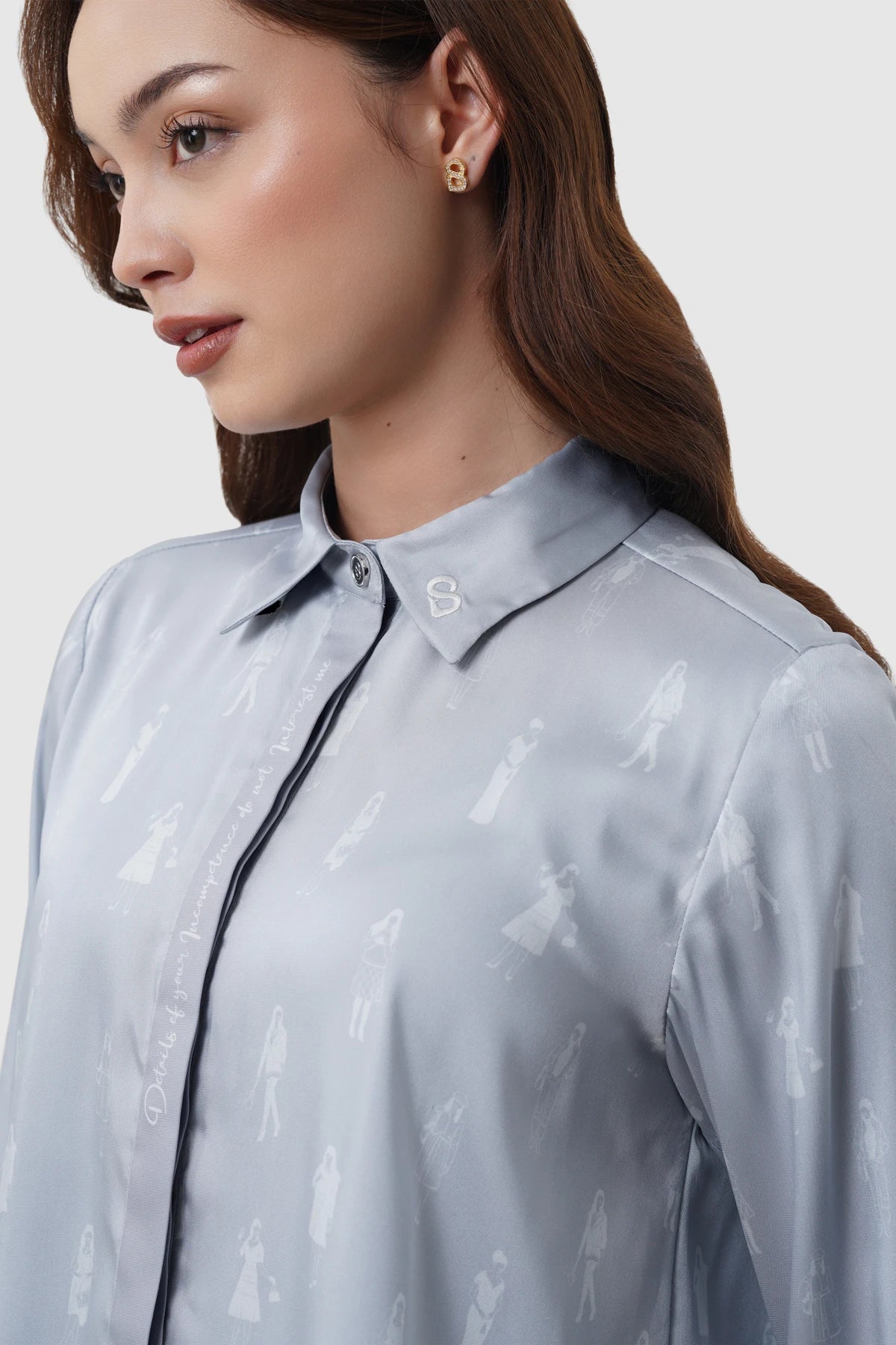 The Editor Satin Shirt - Grey