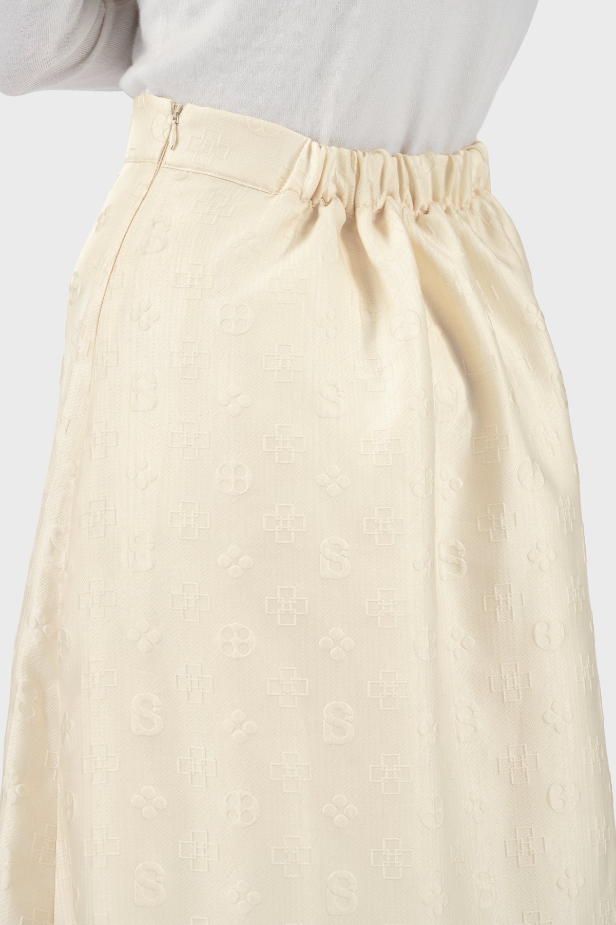 Cassey Monogram Ruffle Skirt - Ivory
