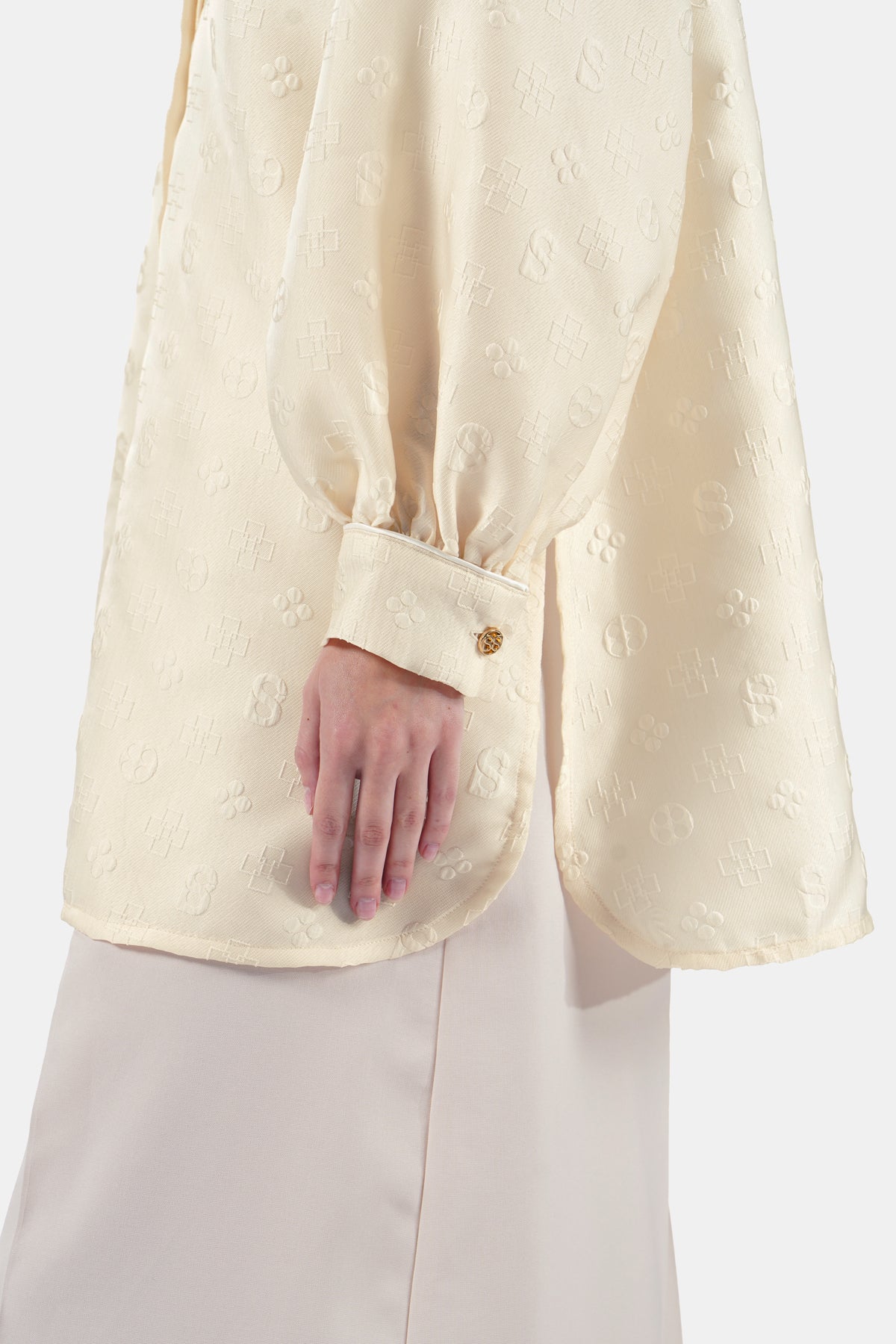 Cassey Monogram Shirt - Ivory