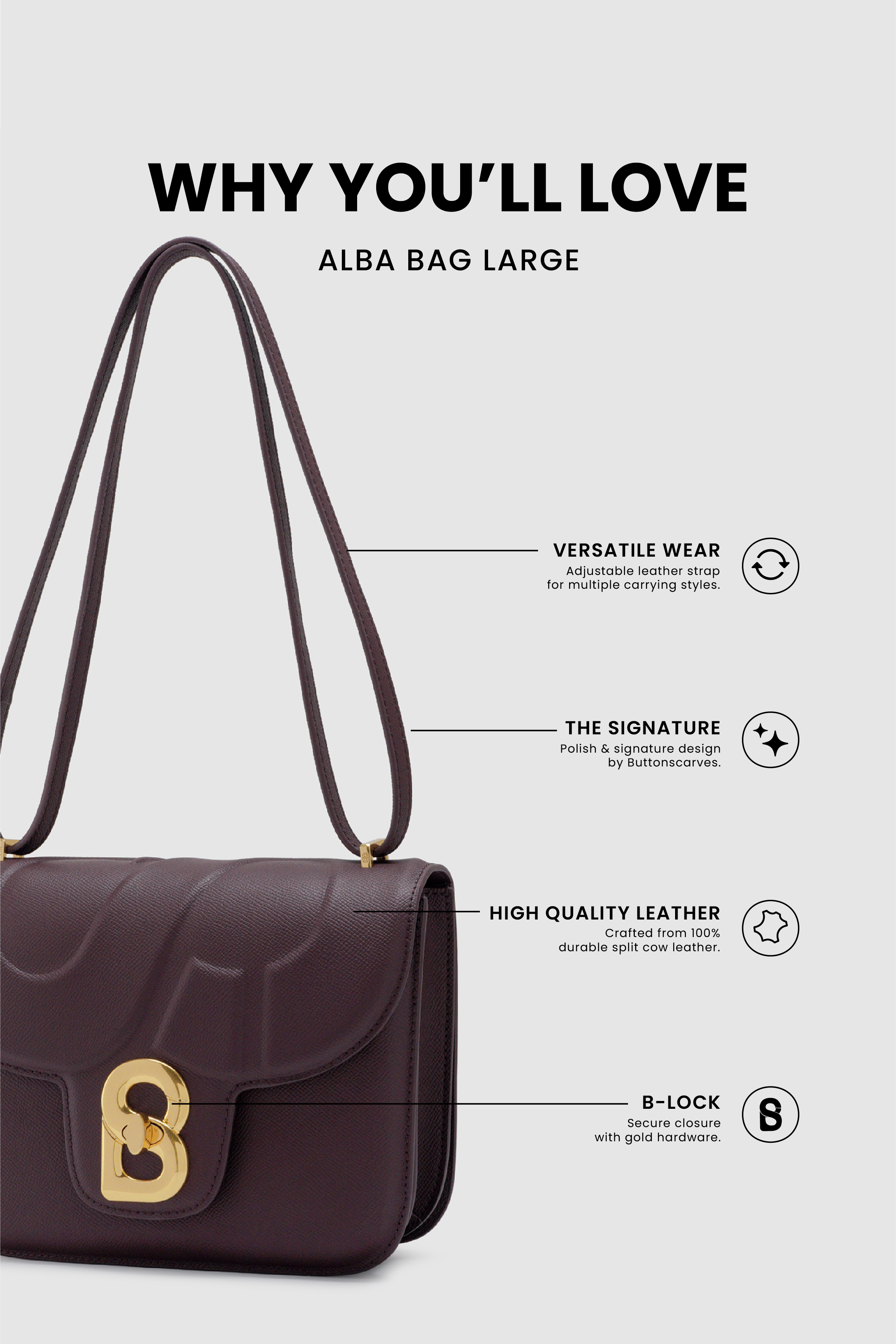 Alba Bag Large - Burgundy