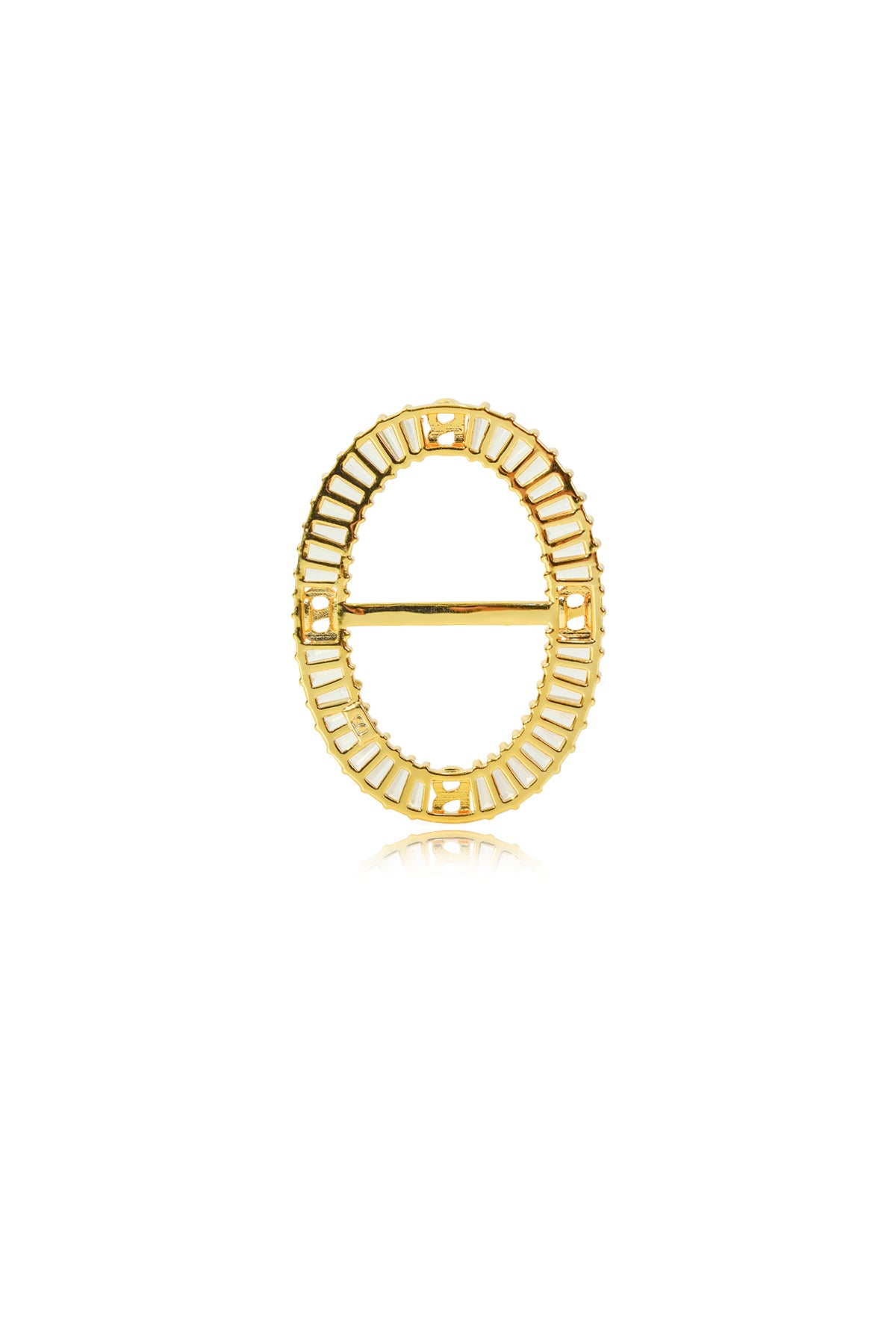 Lavish Oval Ring Brooch - Gold