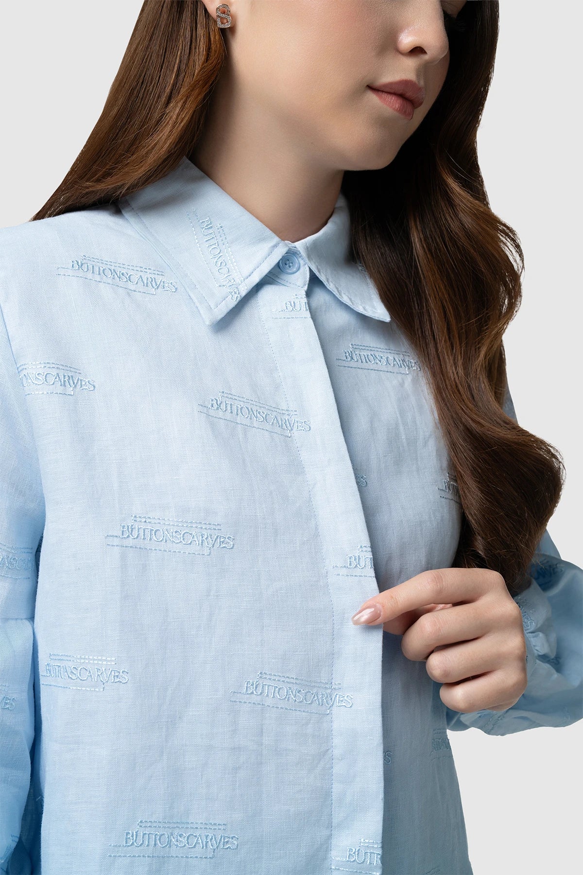 Tropical26 Linen Puff Shirt - Blue Sky