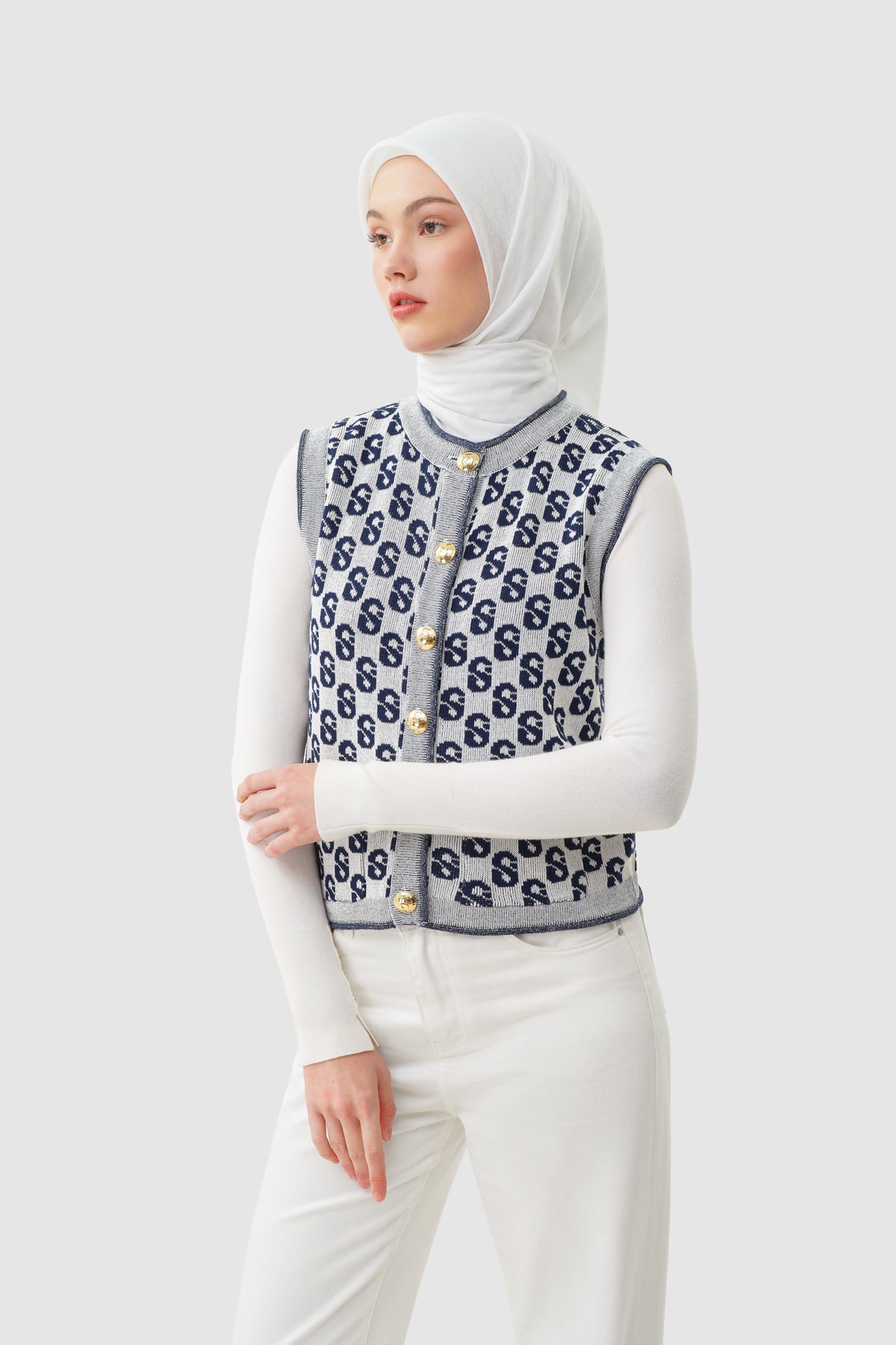 Monogram Vest - White