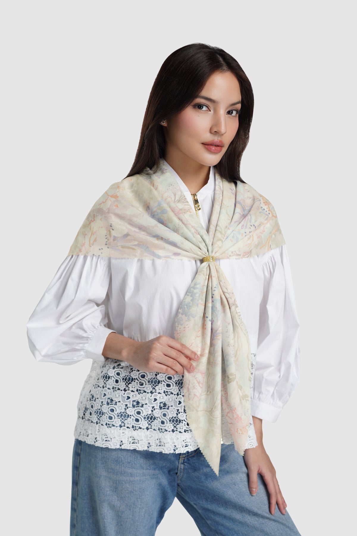 buttonscarves under the sea scarf cowrie styled outfit